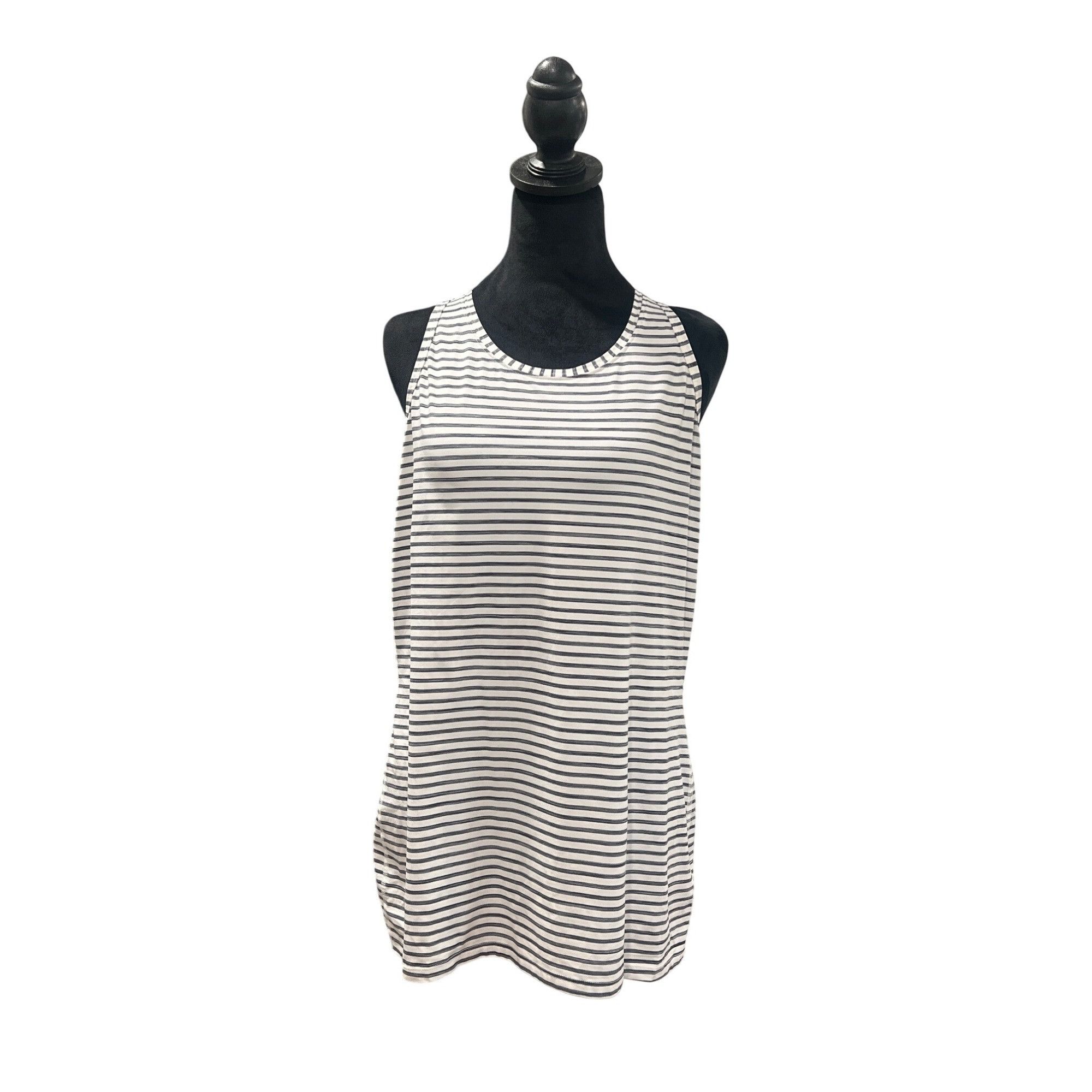 Athleta Athleta Striped Racerback Tank Top M White & Navy Polyester/ Size M / US 6-8 / IT 42-44 - 2 Thumbnail