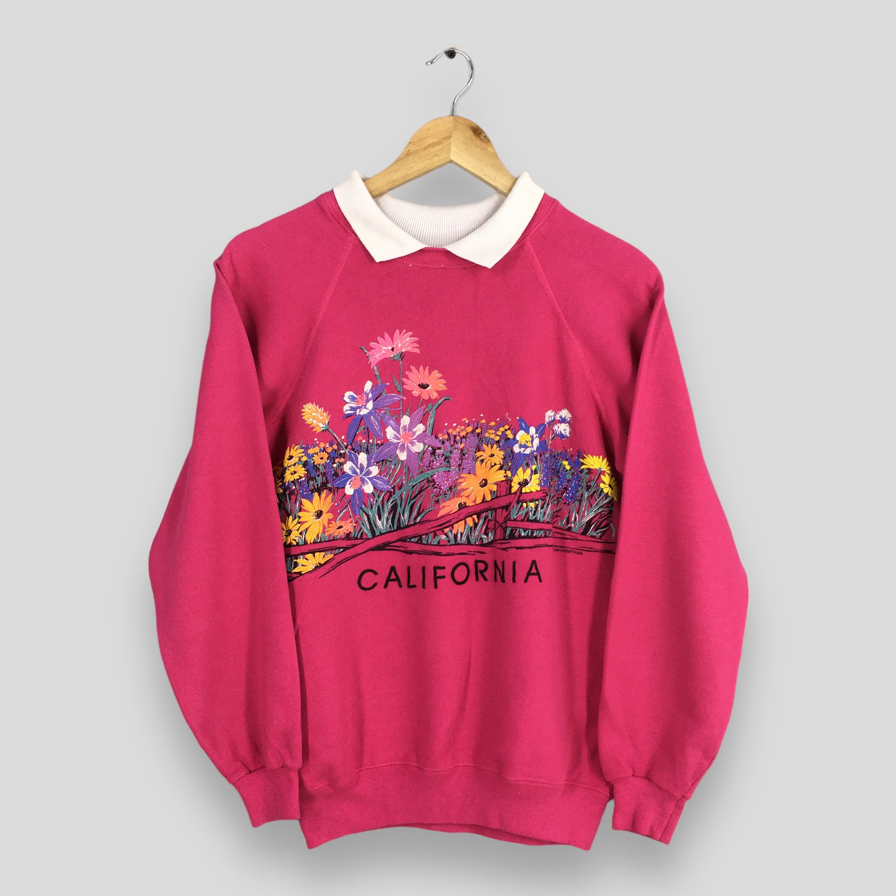 Vintage 90s California Floral Aesthetic Sweatshirt Medium