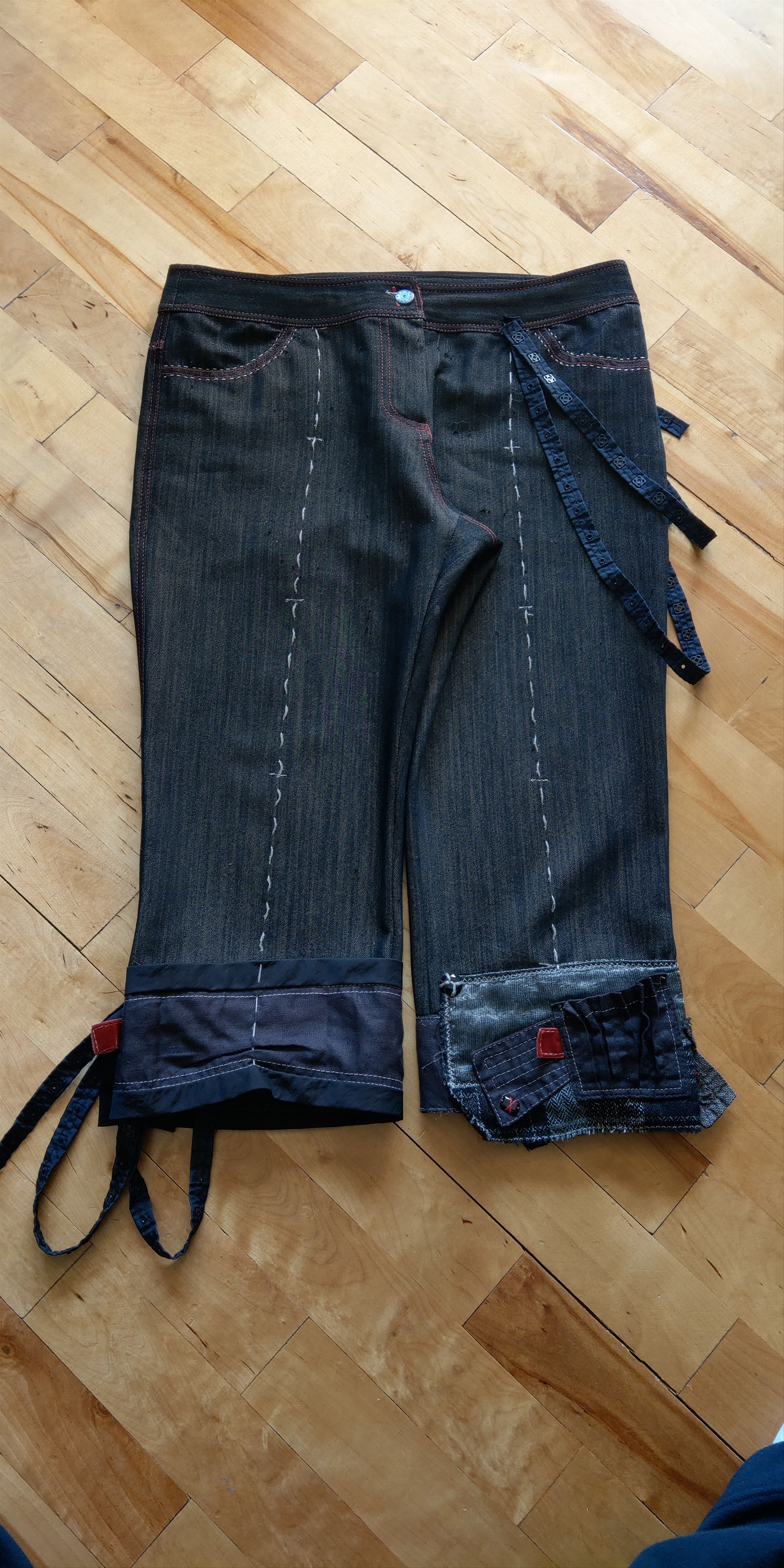 Vintage Asymmetric Patchwork Pants Bootcut Goth grunge Noir Alt Size US 32 / EU 48 - 2 Thumbnail