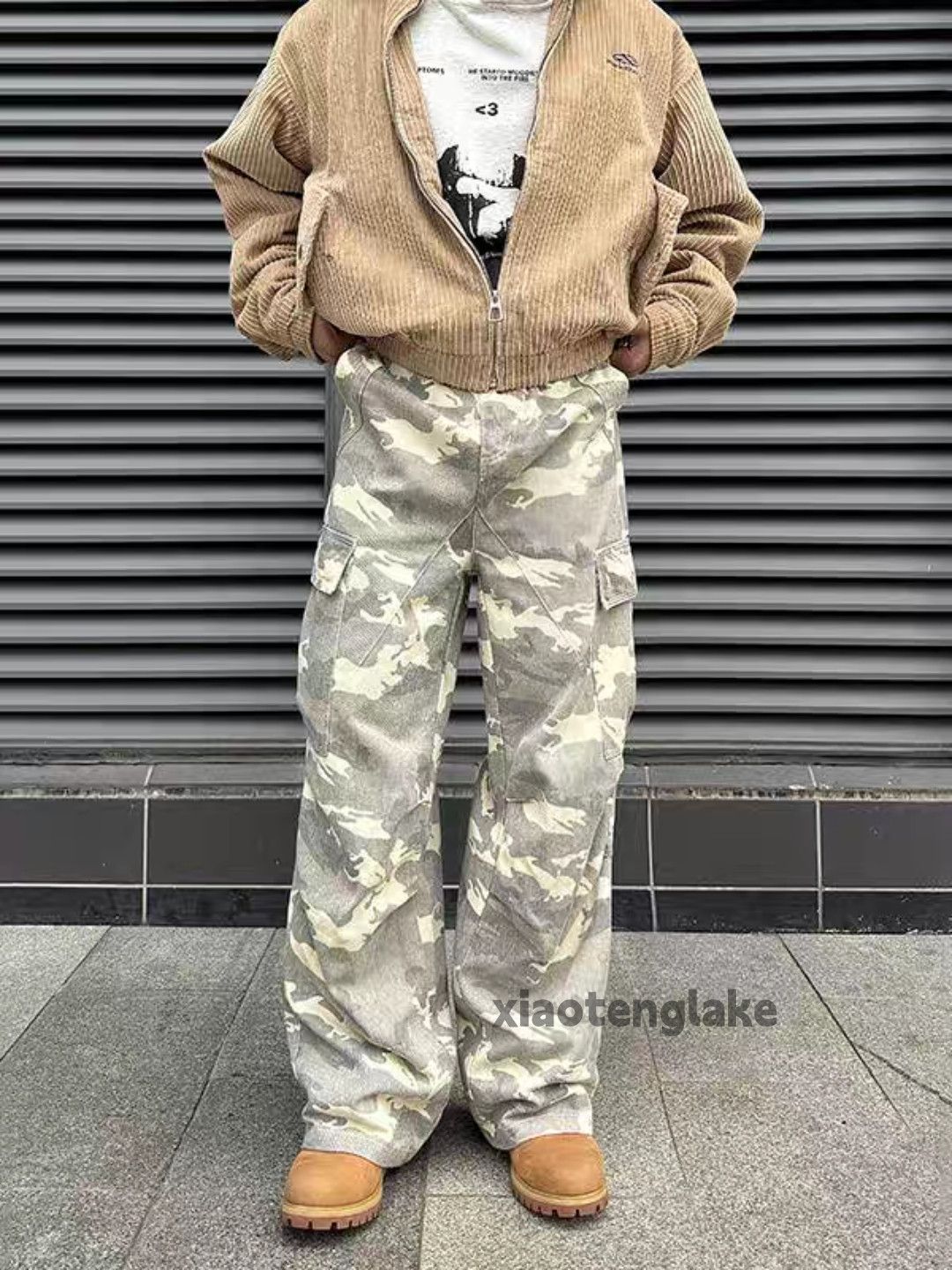 Designer Unisex washed faded loose baggy skate hiphop cargo pants Size US 34 / EU 50 - 1 Thumbnail