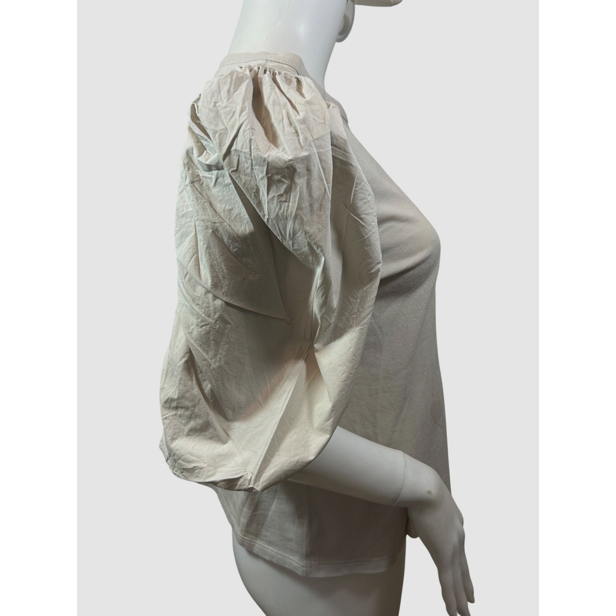 H&M H&M Women Top M Beige Round Neck Short Voluminous Balloon Sl Size M / US 6-8 / IT 42-44 - 4 Thumbnail