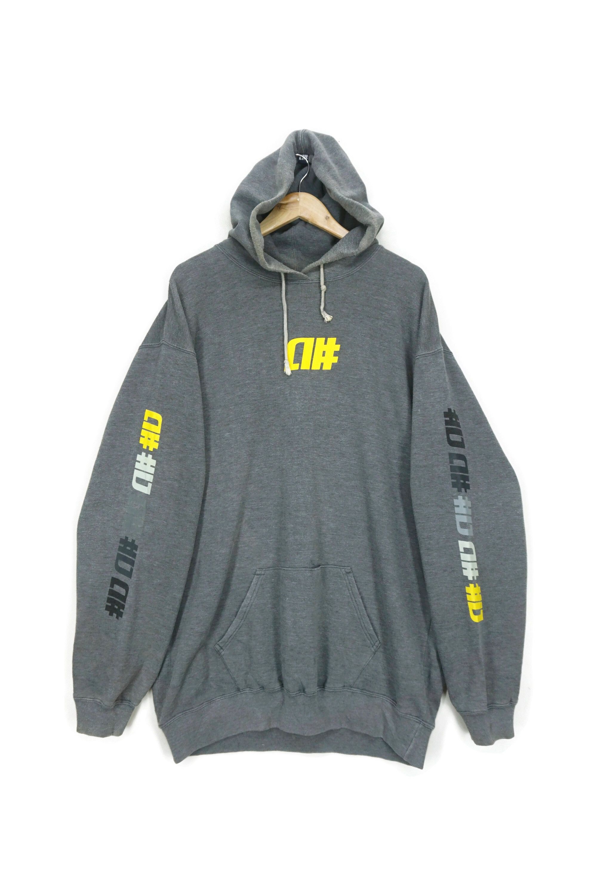 image of Alpha Numeric Clothing x Vintage Multiple Logo Baggy Hip Hop Skateboards Distressed Hoodie A in Gra