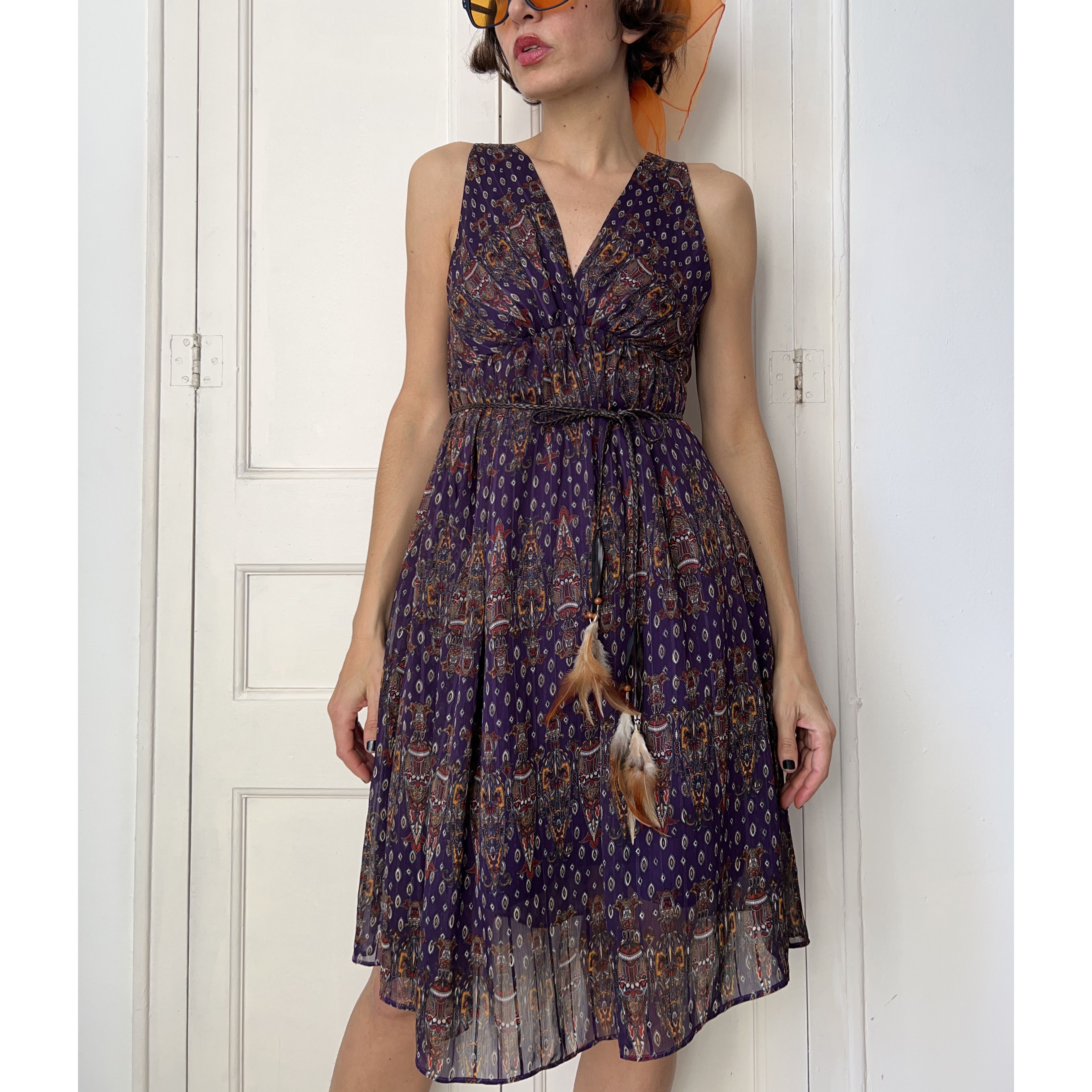 Vintage Vintage purple paisley tank midi dress Size S / US 4 / IT 40 - 4 Thumbnail