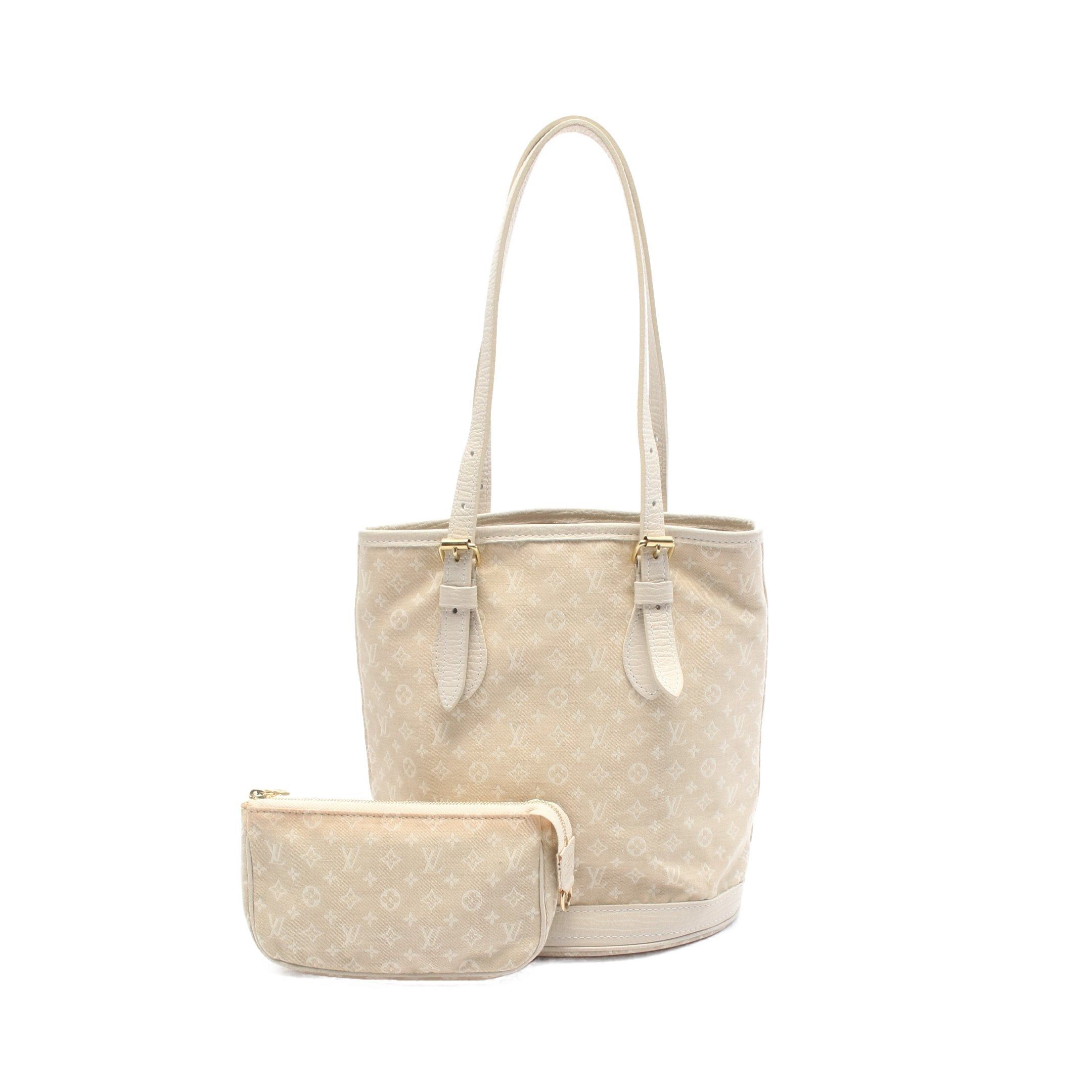 Louis Vuitton Louis Vuitton Bucket Pm Monogram Mini Run Dune Handbag Canvas Leather Ivory Size ONE SIZE - 1 Thumbnail