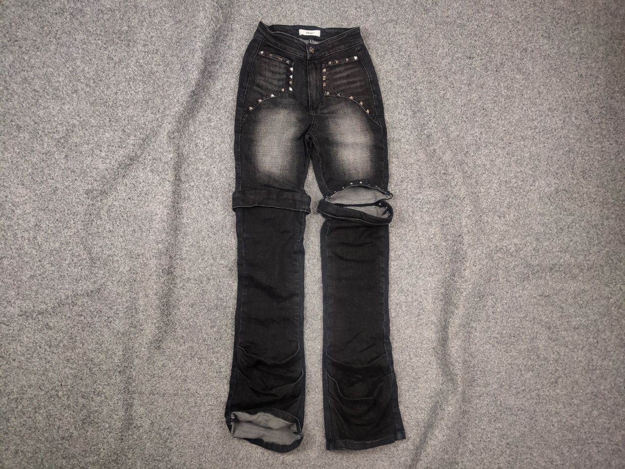 24ans Japan Design L.G.B. Silver Black Pocket Flared Jeans