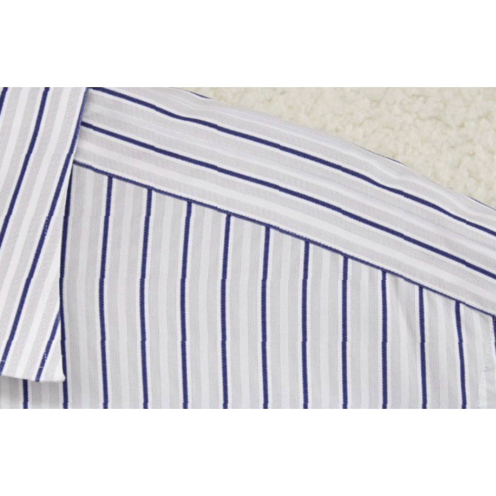 Ike Behar VINTAGE Ike Behar Shirt Men's XL White Blue Striped Flip Cuff Long Sleeve Casual Friday Size US XL / EU 56 / 4 - 5 Thumbnail