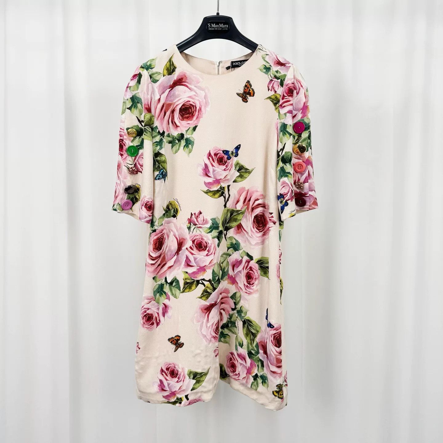 Dolce & Gabbana Dolce&Gabbana Crystal Buckle Rose Silk Dress Size S / US 4 / IT 40 - 1 Thumbnail