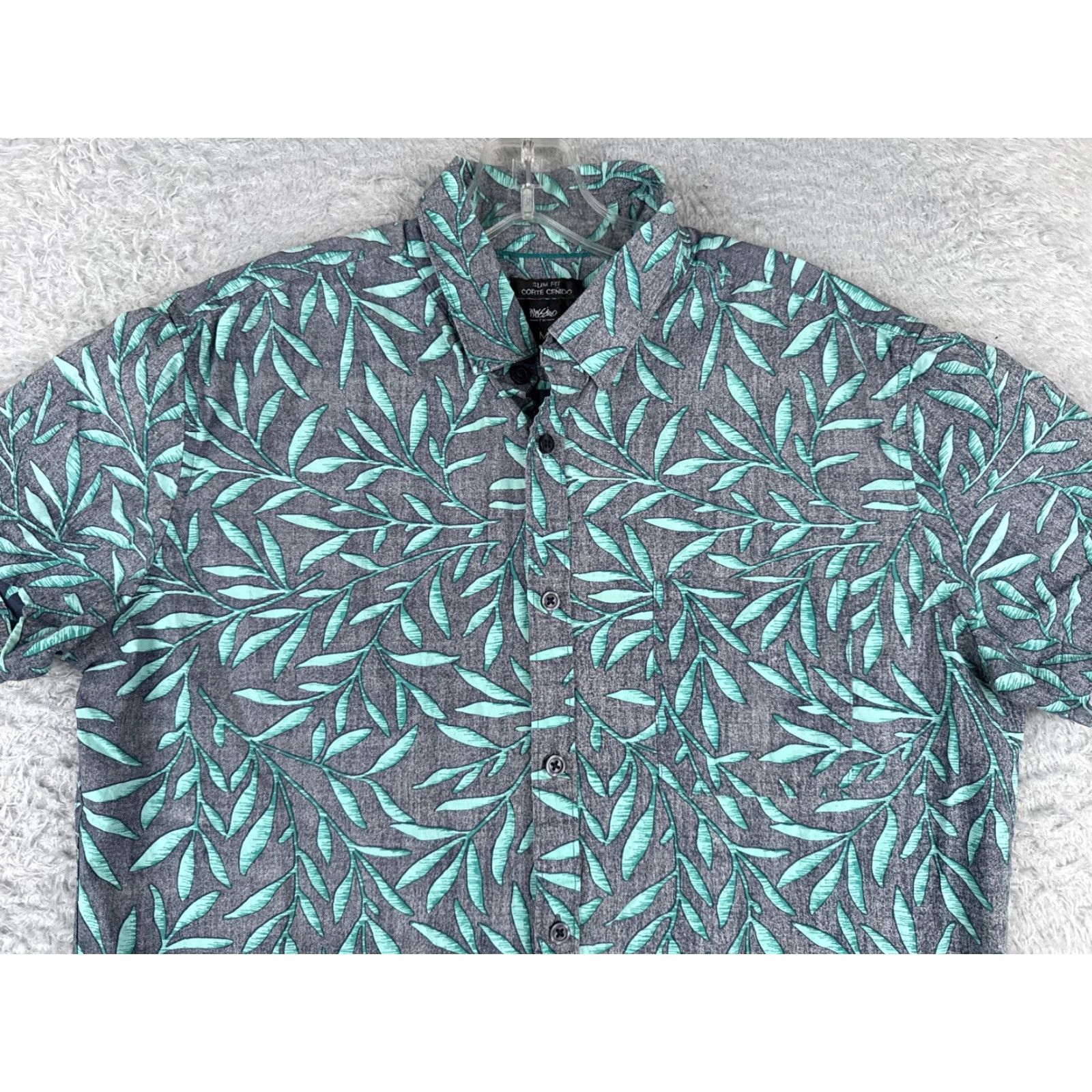 Mossimo Mossimo Shirt Men Medium Blue Floral 100% Cotton Slim Fit Hawaiian Inside Out Size US M / EU 48-50 / 2 - 4 Thumbnail