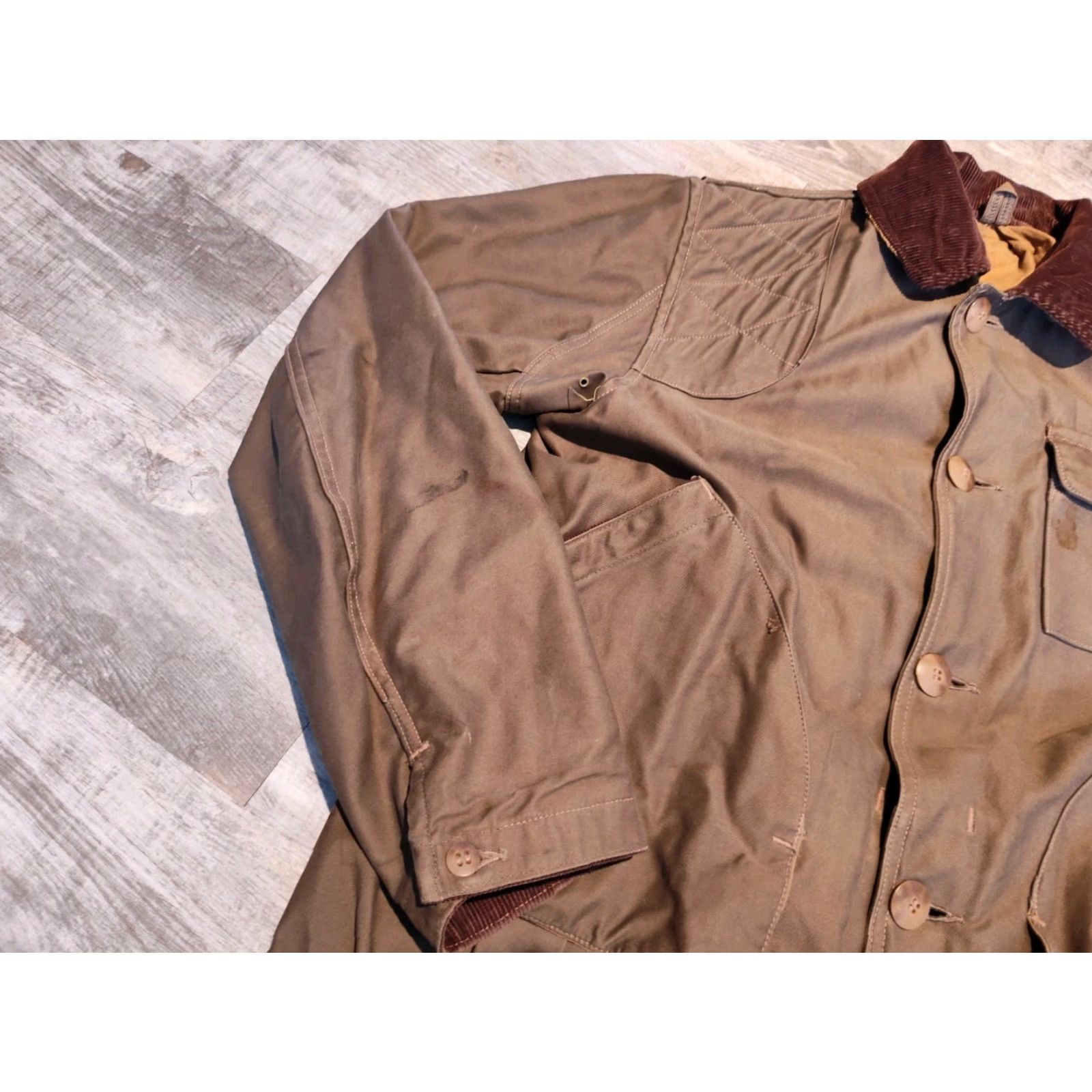 Vintage VINTAGE American Field Chore Jacket Workwear 1940s Brown Cotton M/L? Mens Size US M / EU 48-50 / 2 - 3 Thumbnail