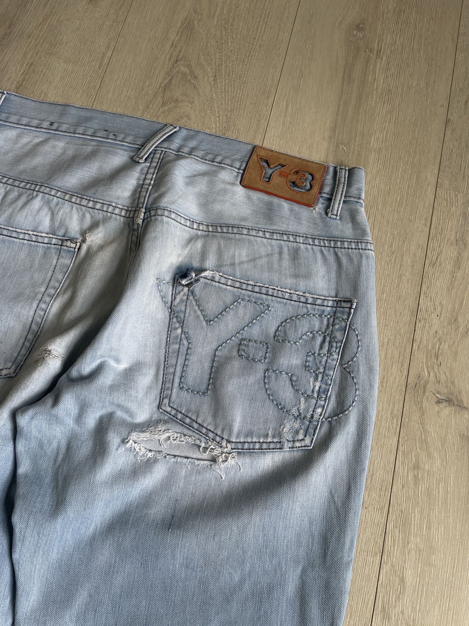 Y-3 Y-3 SS05 logo stitch runway ripped jeans Size US 32 / EU 48 - 3 Thumbnail