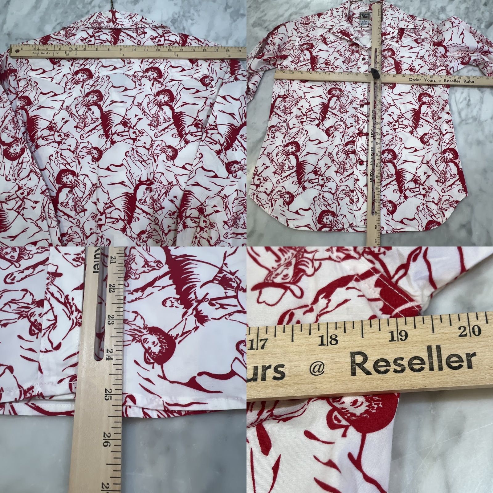 Vintage VINTAGE? No. Western Pearl Snap Shirt Womens M Cowgirls Horses All Over Print Cotton Spandex Size M / US 6-8 / IT 42-44 - 8 Thumbnail