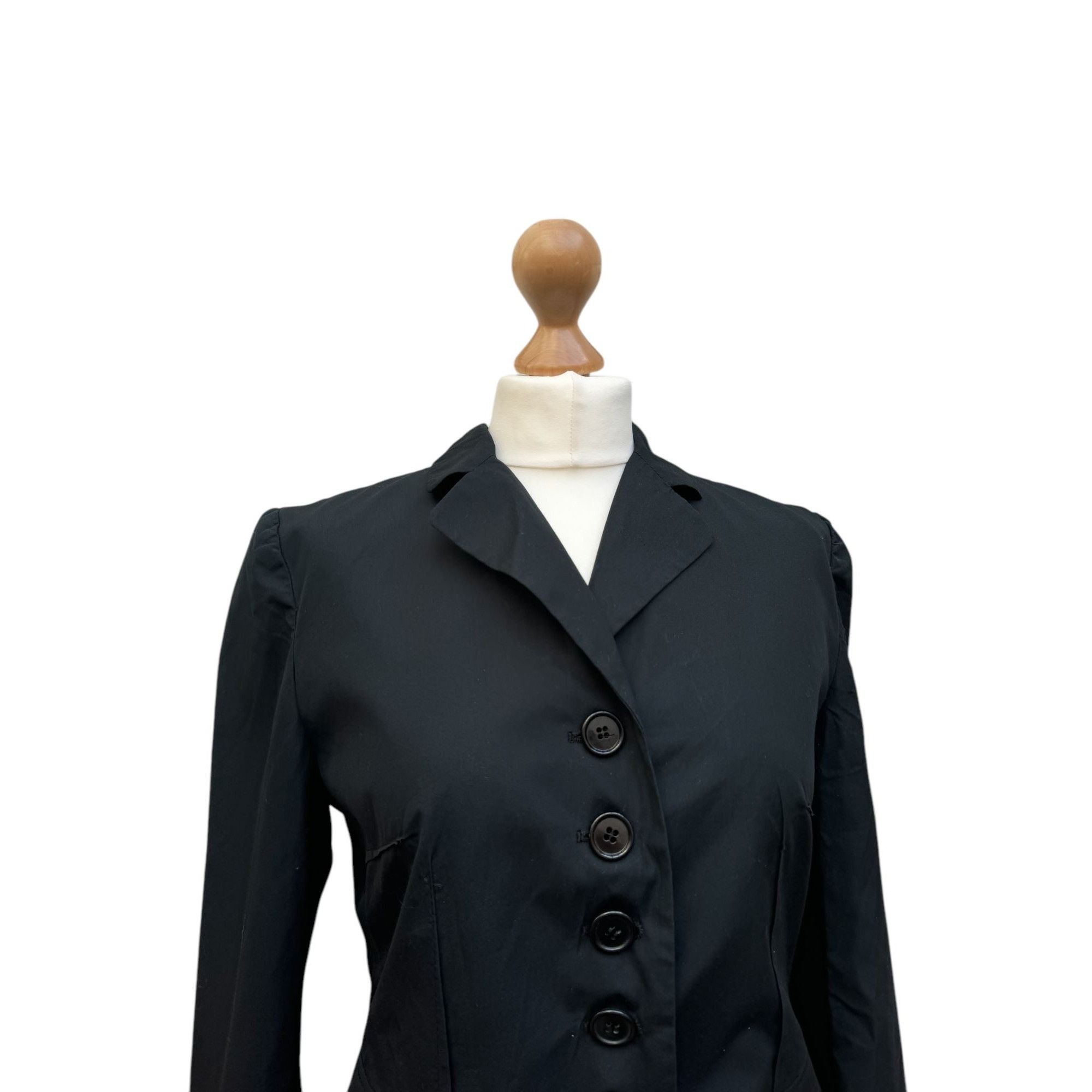 Miu Miu 1990s Black Cotton Blazer Size M / US 6-8 / IT 42-44 - 3 Thumbnail