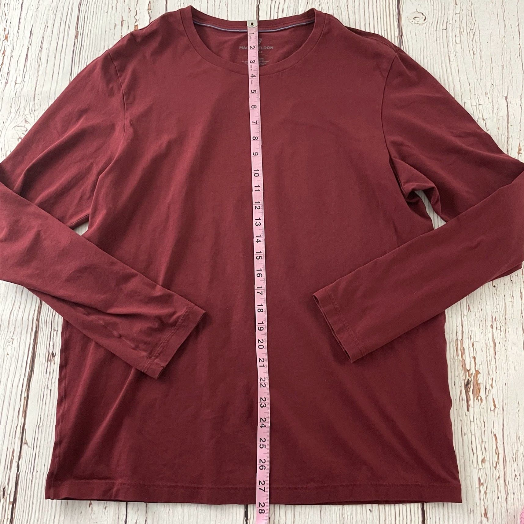 Vintage Mack Weldon Long Sleeve T Shirt Men's XL Solid Maroon Size US XL / EU 56 / 4 - 3 Thumbnail