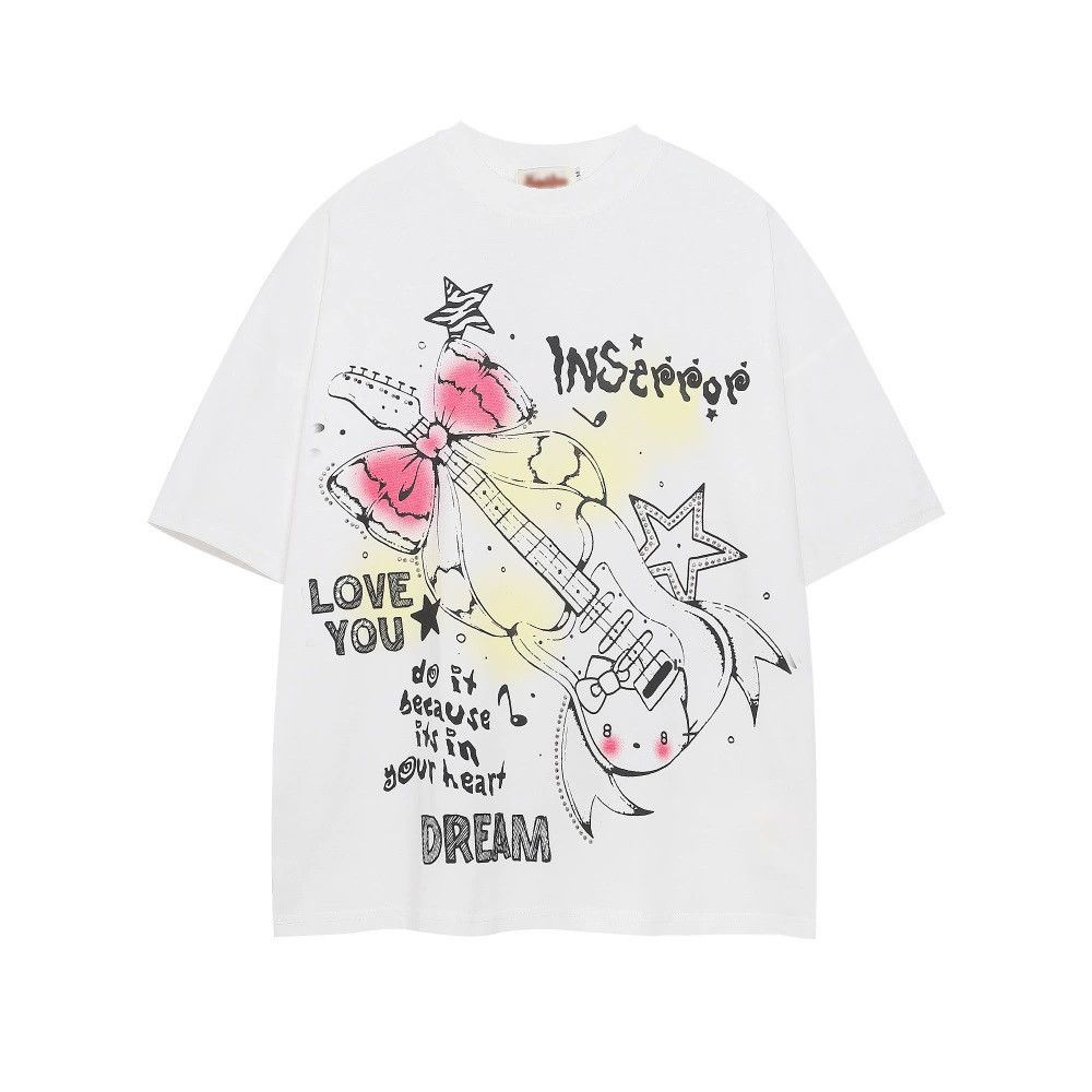 Vintage Loose men's hip-hop trendy graffiti guitar print T-shirt Size US M / EU 48-50 / 2 - 1 Thumbnail