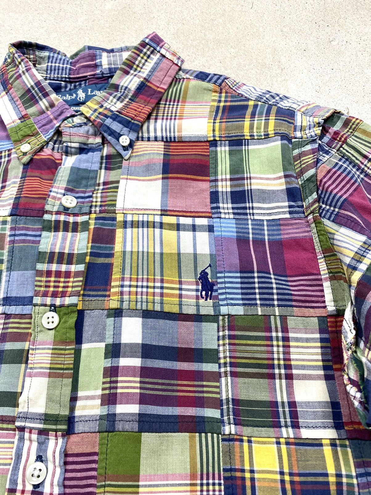 Polo Ralph Lauren Rare! Vintage 1990’s Polo Ralph Lauren Patchwork Shirt RRL Size US M / EU 48-50 / 2 - 5 Thumbnail