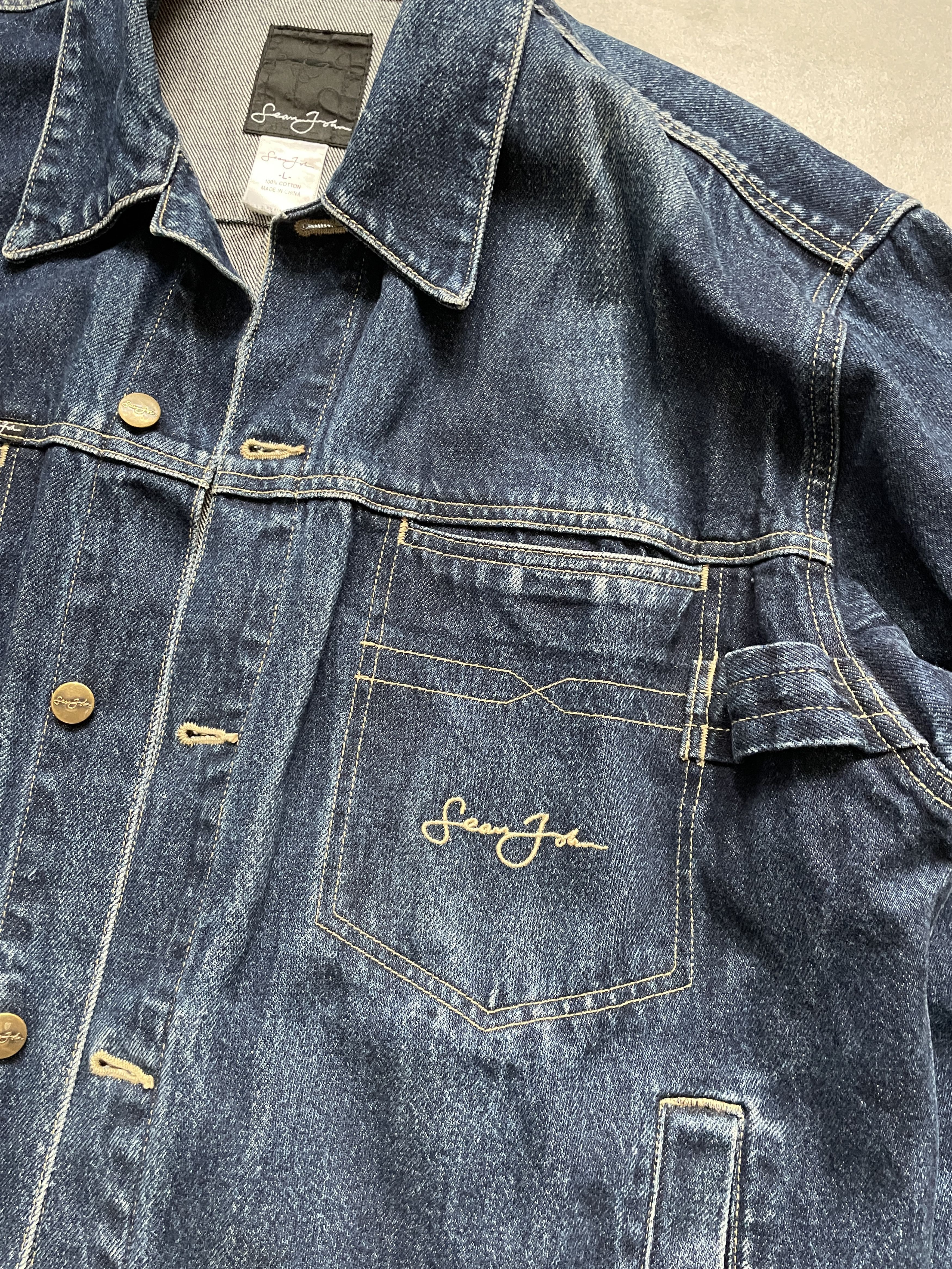 Sean John × Vintage Y2K SEAN JOHN HARLEM NEW YORK BAGGY DENIM JACKET Size US L / EU 52-54 / 3 - 4 Thumbnail