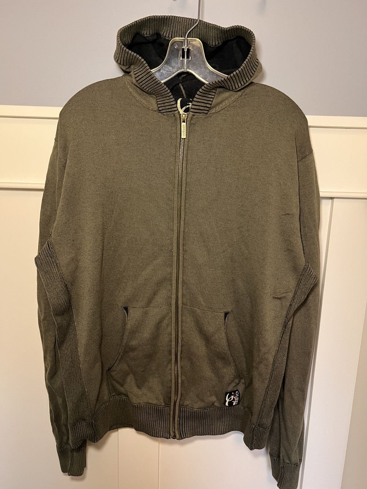 Guess Vintage Guess acid wash knit ribbed zip-up hoodie Size US XL / EU 56 / 4 - 1 Thumbnail