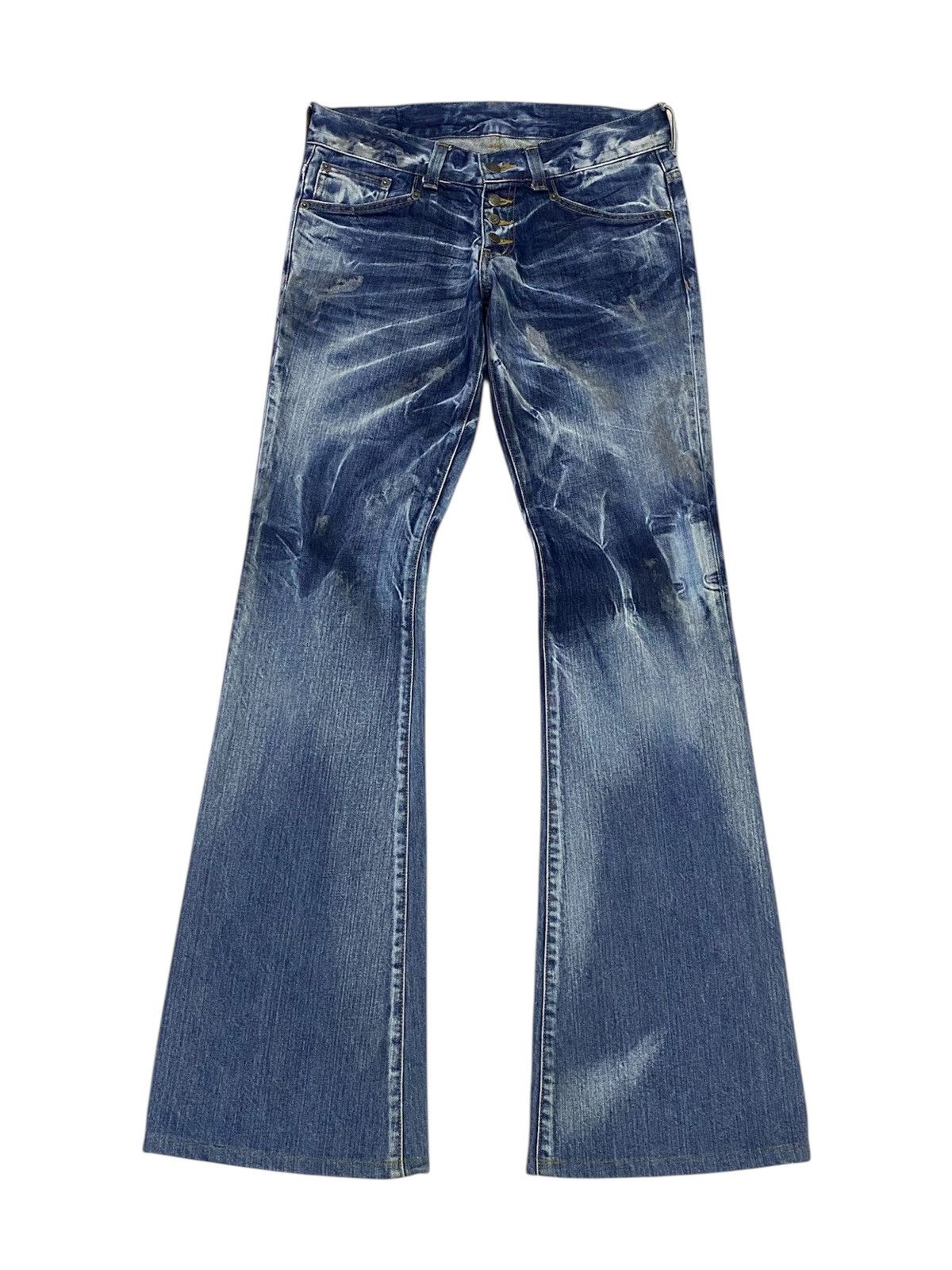 Tornado Mart 💃 Tornado Mart Flare Mudwash Whiskers Denim Pants Size US 30 / EU 46 - 2 Thumbnail