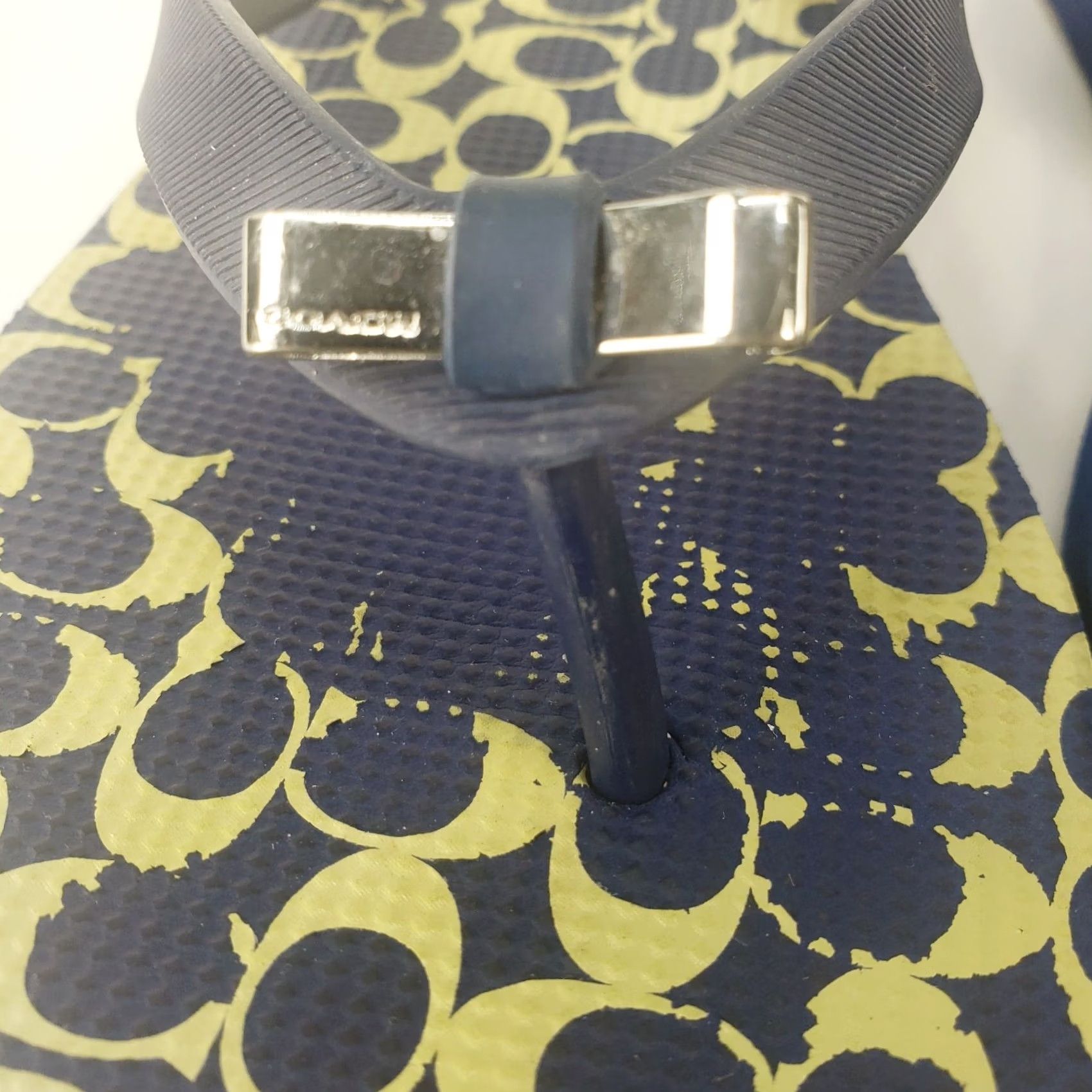 Coach Coach Amel Sig C Flip-Flop Sandals Navy Blue Women SZ 9-10 B Logo Bow Sandals Vintage No Size US 7 / IT 37 - 5 Thumbnail