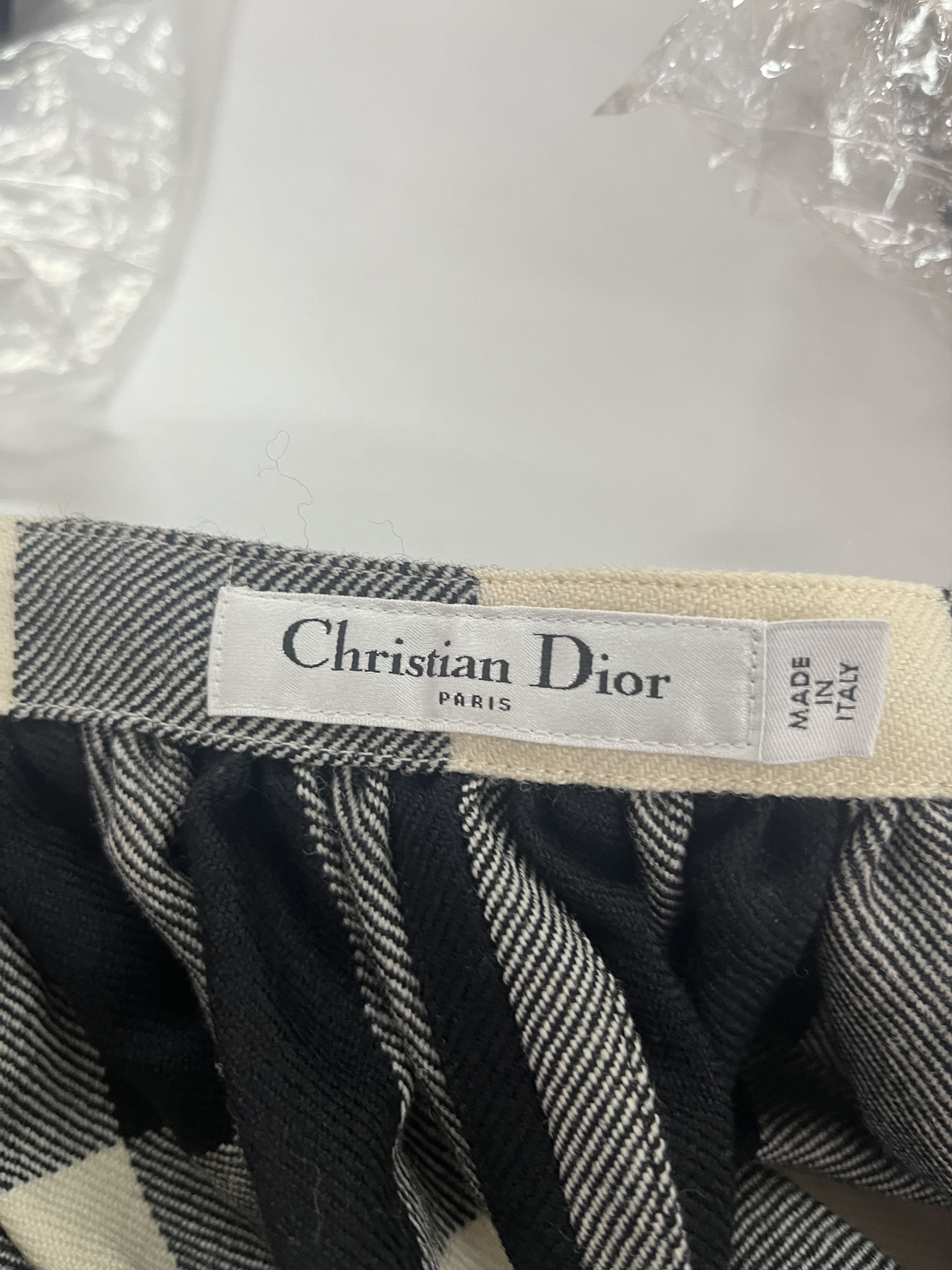 Dior Christian Dior Black Checkered Wool Skirt Size 25" / US 0 / IT 36 - 6 Thumbnail