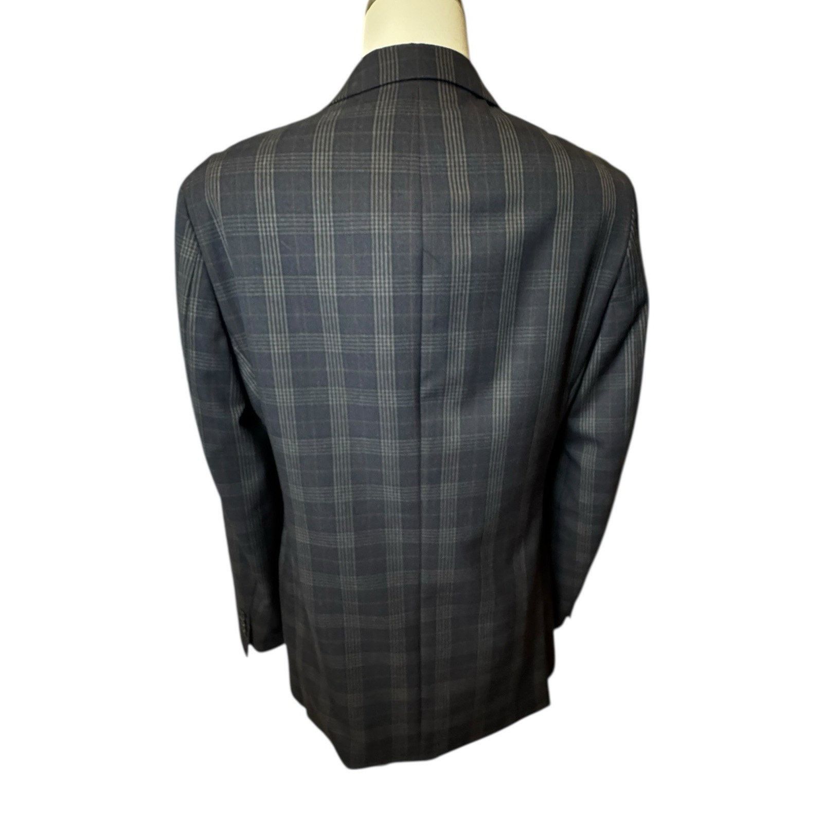 Tallia Tallia Classic Fit Suit Jacket Blazer Navy Blue Multiplaid Size 42L - 6 Thumbnail