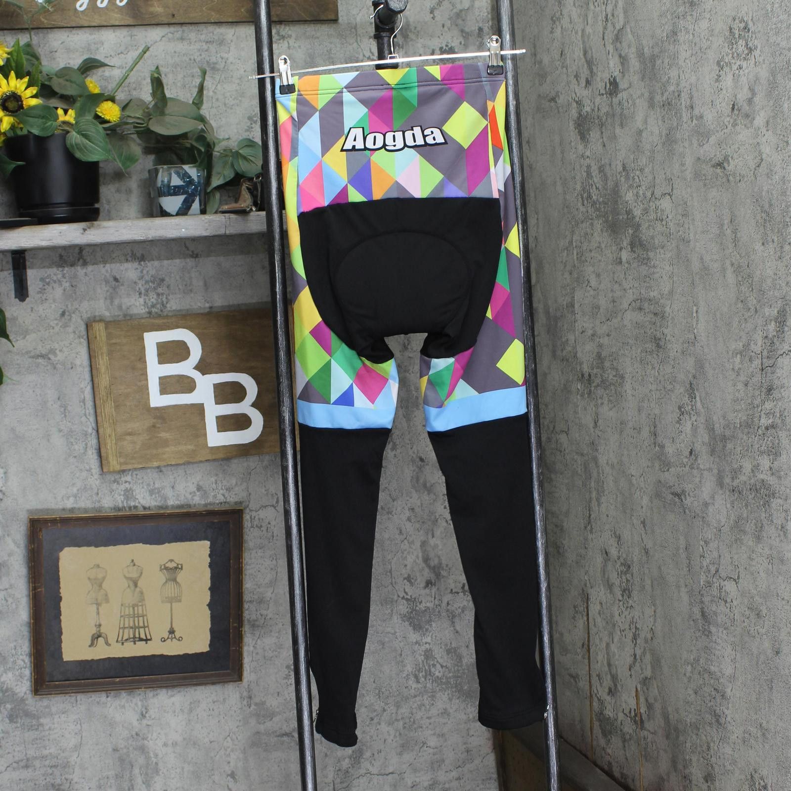 Other Aogda Fleece Lined Cycling Pants W/ Leg Zip Black Multi L Size 36" / US 14 / IT 50 - 2 Thumbnail
