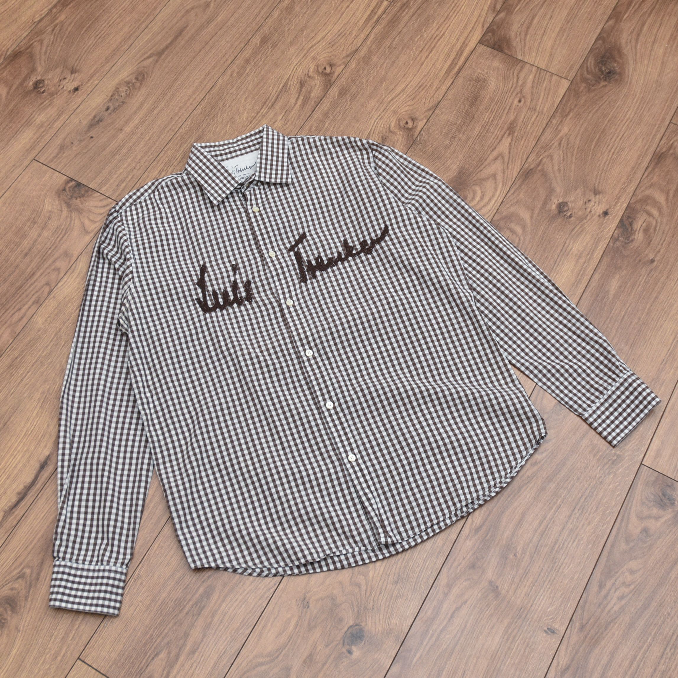 Man Made In Australia Luis Trenker Gingham Check Shirt Script Embroidery Logo Size US XL / EU 56 / 4 - 5 Thumbnail