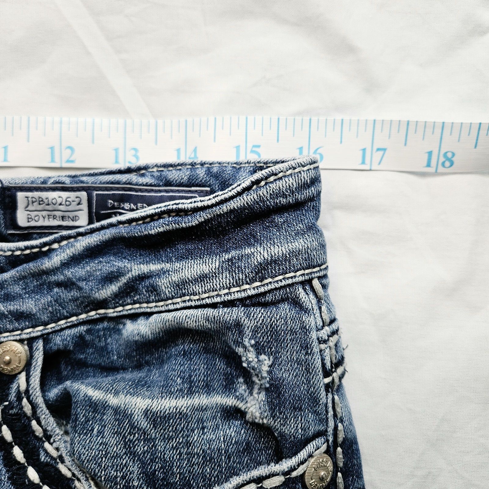 Miss Me Y2K Miss Me Women Junior Boyfriend Crop Jeans Sz. 27x25 Blue Size 27" / US 4 / IT 40 - 12 Thumbnail