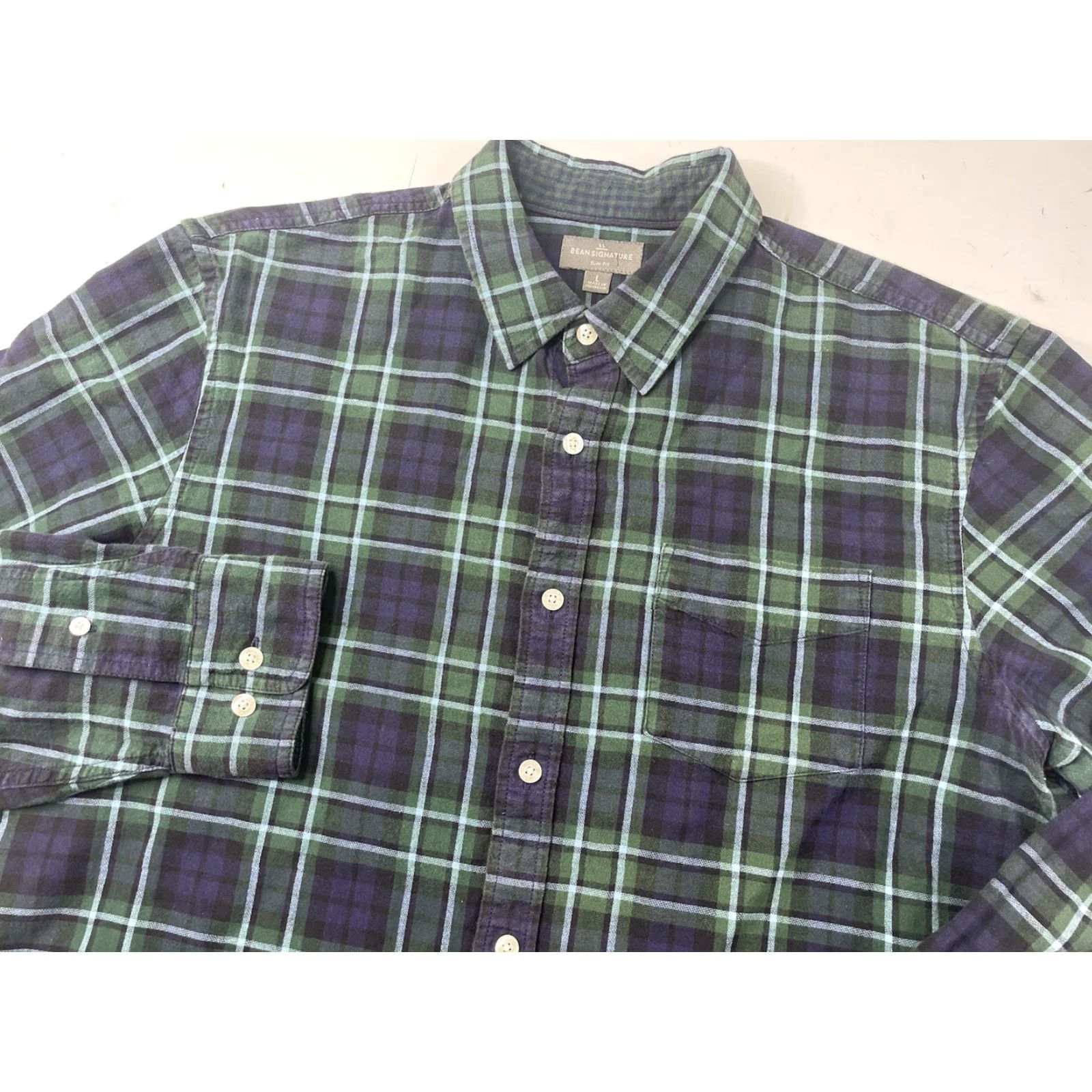 Vintage VINTAGE LL Bean Signature Men's Large Slim Fit Plaid Long Sleeve Button Shirt Lined Size US L / EU 52-54 / 3 - 2 Thumbnail
