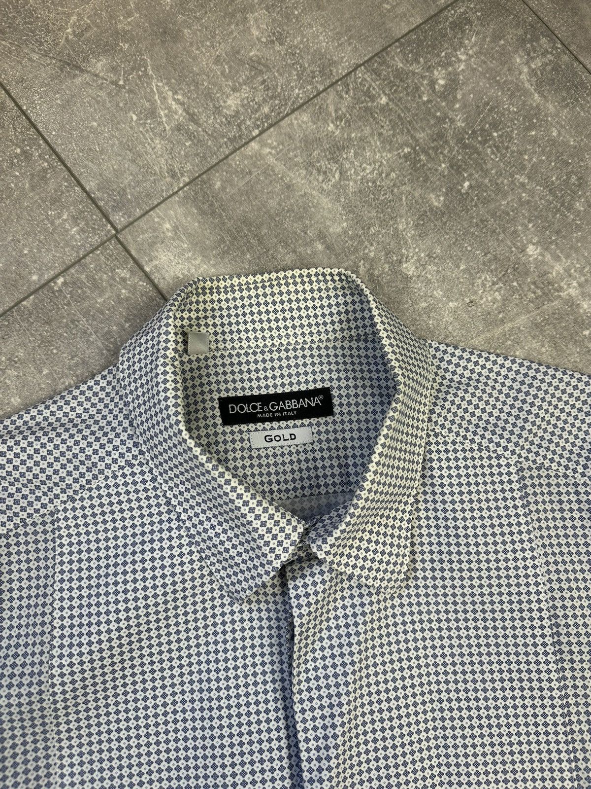 Dolce & Gabbana Dolce & Gabbana Gold White/Blue Shirts Button Up Size US L / EU 52-54 / 3 - 6 Thumbnail