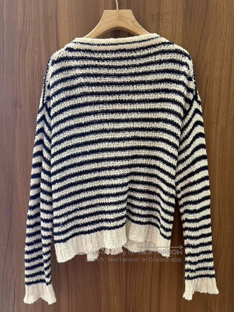 Dior Dior Black and white striped knitted cardigan coat Size S / US 4 / IT 40 - 2 Thumbnail