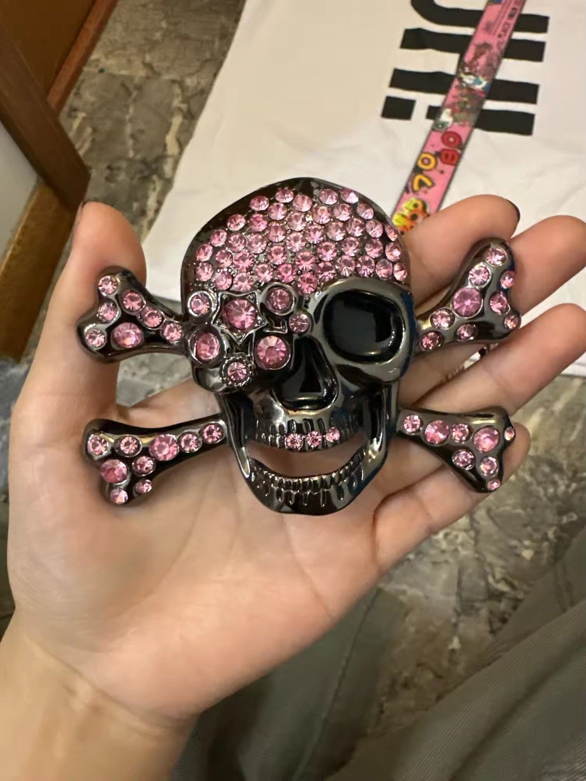 Japanese Brand 105 cm Colorful Skull & Crossbones PU Leather Belt Size ONE SIZE - 1 Thumbnail