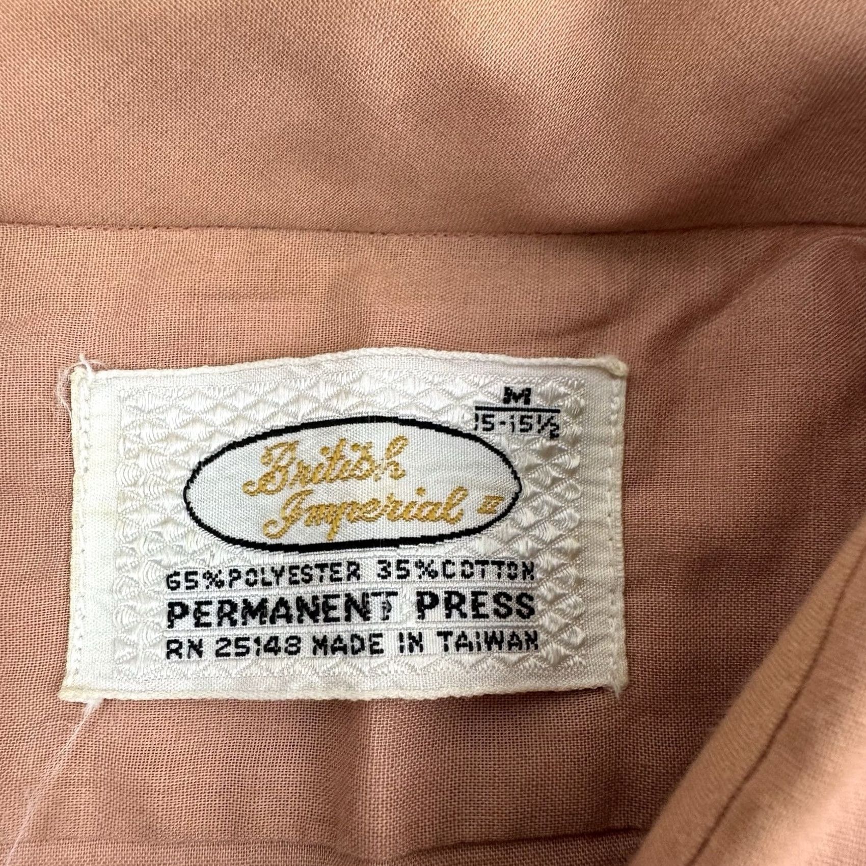 Imperial Vintage British Imperial 60s 70s Button Up Shirt - Adult Medium Pink Cotton Size US M / EU 48-50 / 2 - 7 Thumbnail