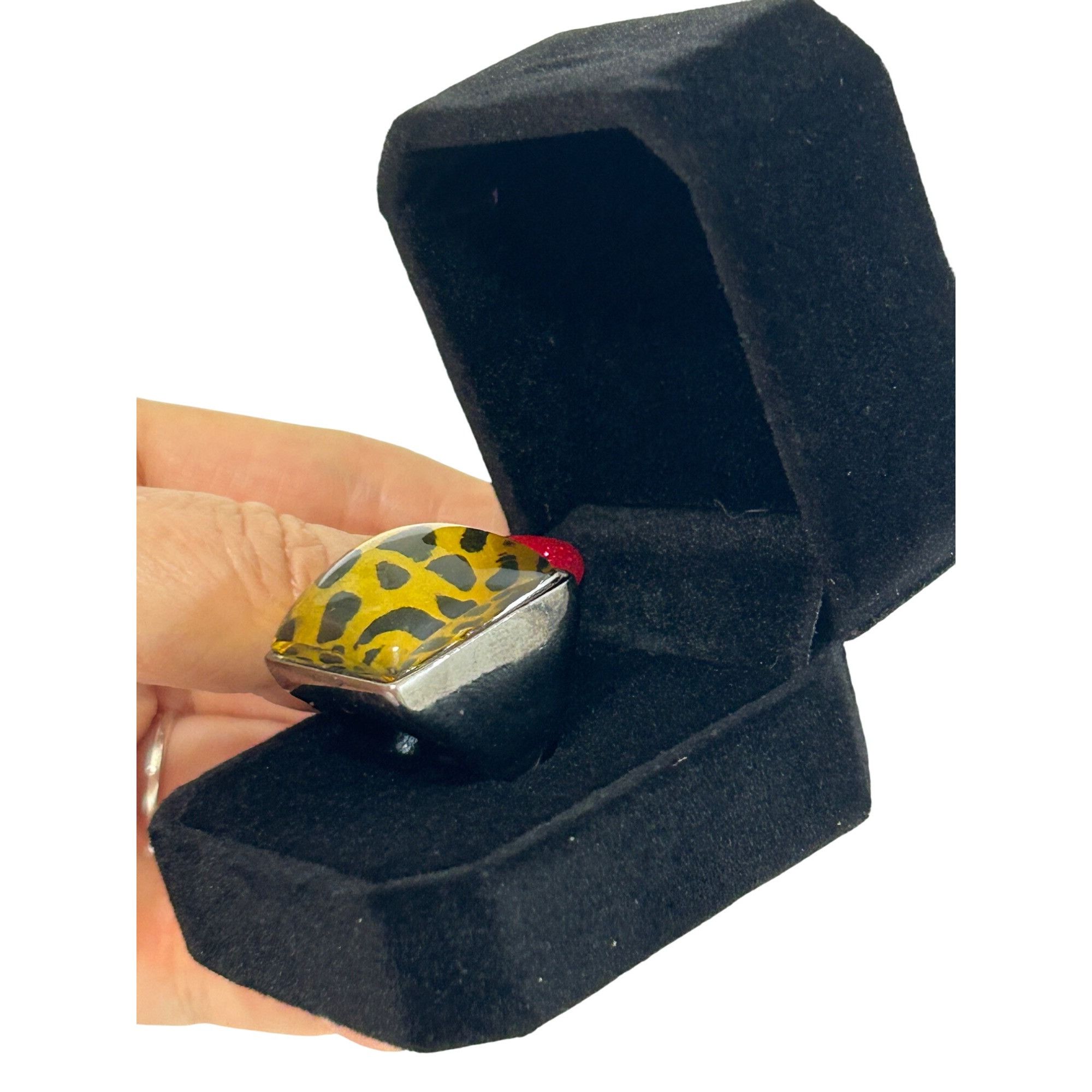 Other Women’s Vintage Fashion Ring Yellow Cheetah 5 Square Lucite Size ONE SIZE - 17 Thumbnail