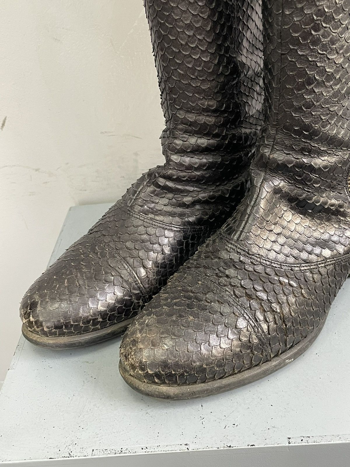 Billi Bi black boots leather snake hight moto 14thaddiction