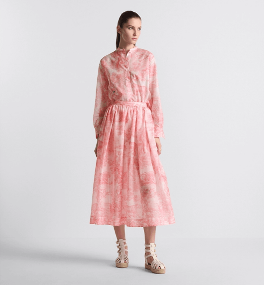 Dior o1w1db10925 441J90 Midi Skirt in White/Candy Pink Size 30" / US 8 / IT 44 - 4 Thumbnail