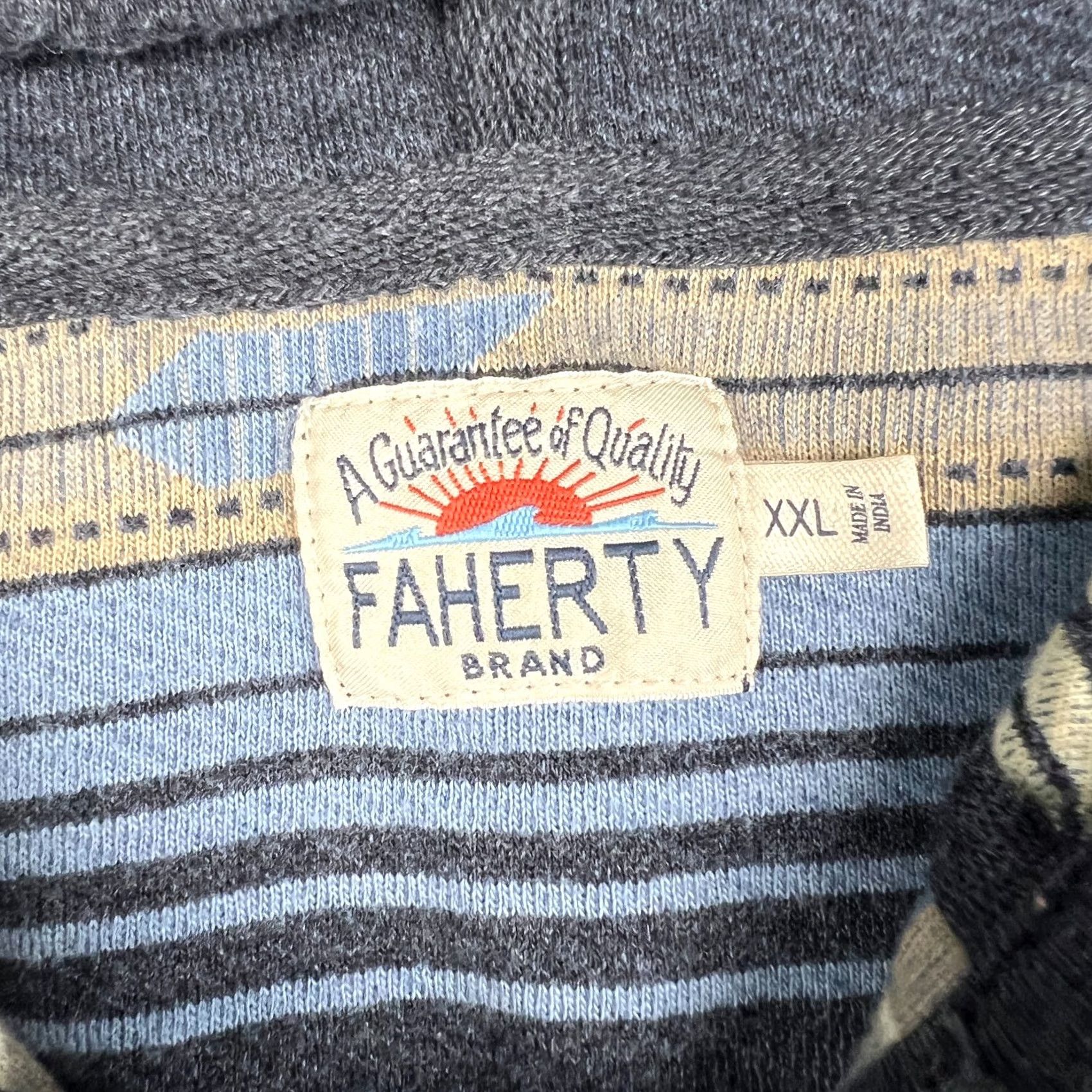 Faherty Faherty Campfire Hoodie Henley Pullover Sweatshirt 2XL Mens Blue Striped Baja Size US XXL / EU 58 / 5 - 3 Thumbnail
