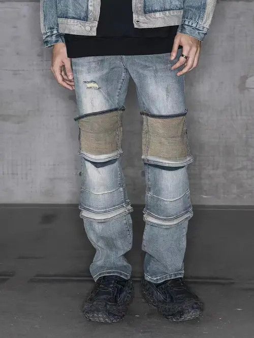 VIBE Vintage washed deconstructed patchwork rare jeans Size US 32 / EU 48 - 5 Thumbnail