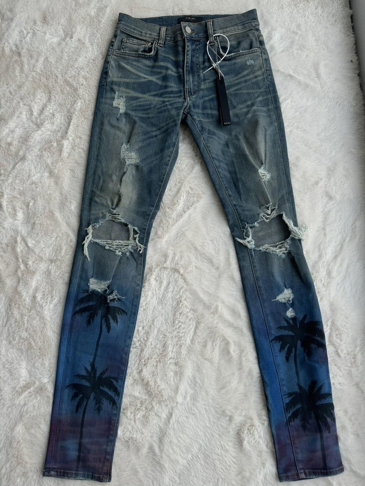 Amiri Amiri Indigo Night Palm Trees Thrasher Jeans Size US 30 / EU 46 - 1 Thumbnail