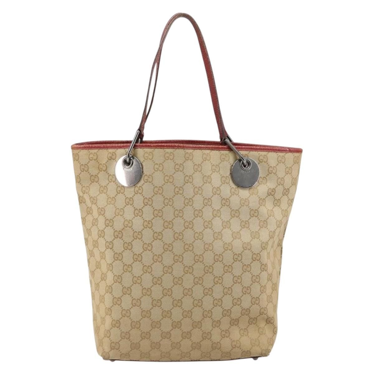Gucci GUCCI GG Canvas Tote Bag Beige Silver Size ONE SIZE - 3 Thumbnail