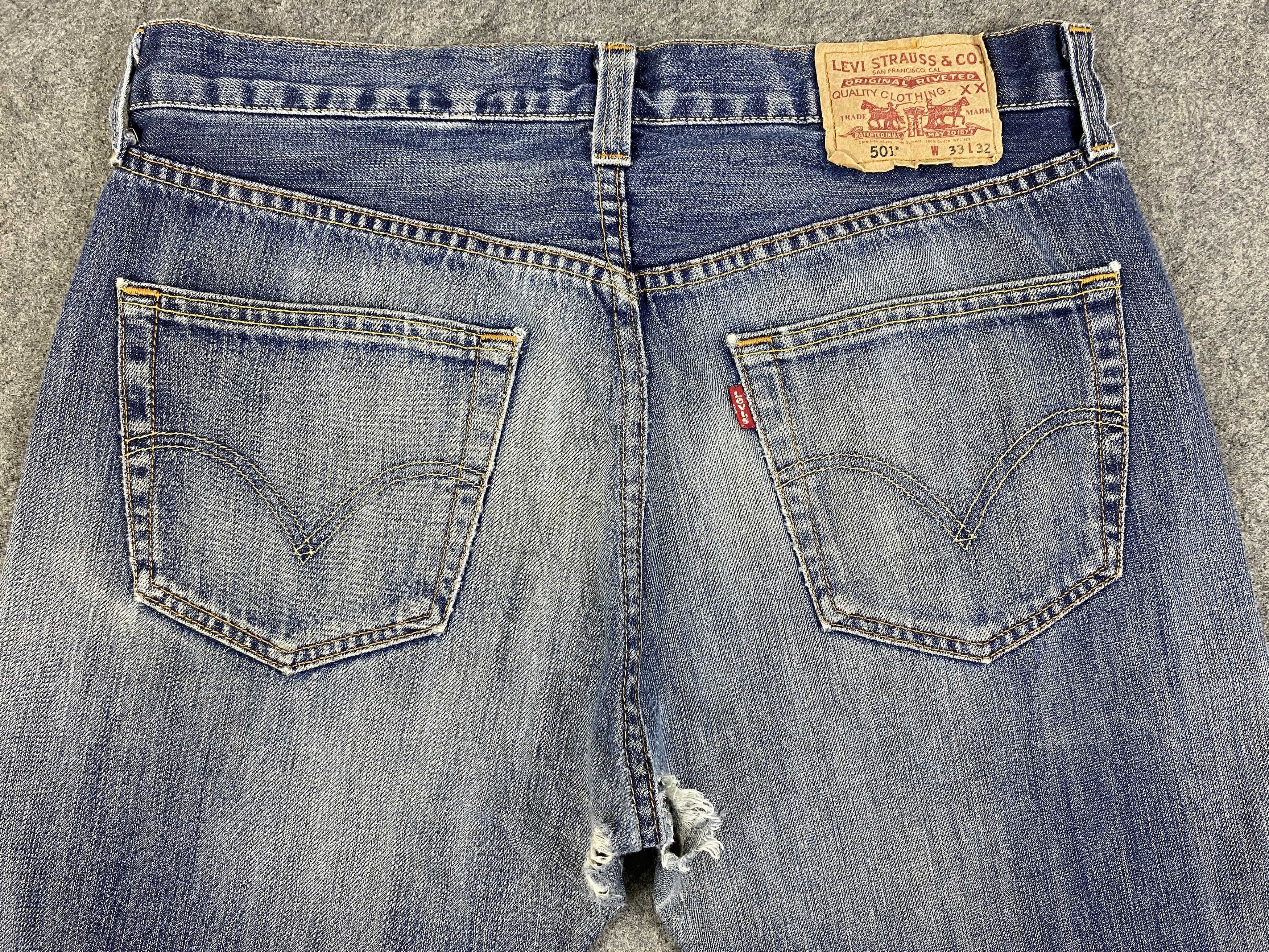 Japanese Brand istressed Blue Vintage Levi's 501 34x33 Denim -JN2480 Size US 34 / EU 50 - 4 Thumbnail