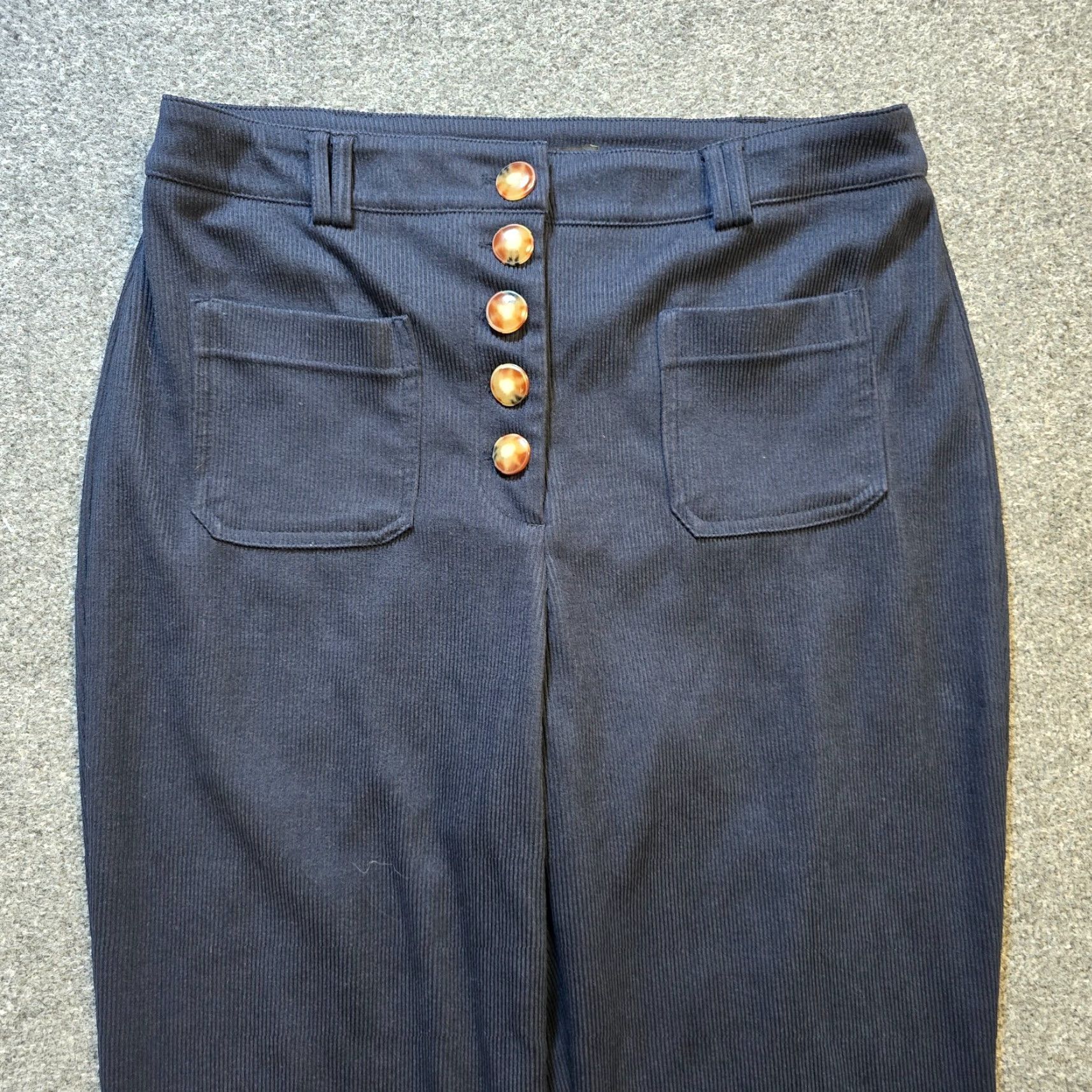 House of Harlow House of Harlow Pants Women Size 12 Blue Corduroy Wide-Leg Patch Pockets Casual Size 34" / US 12 / IT 48 - 2 Thumbnail