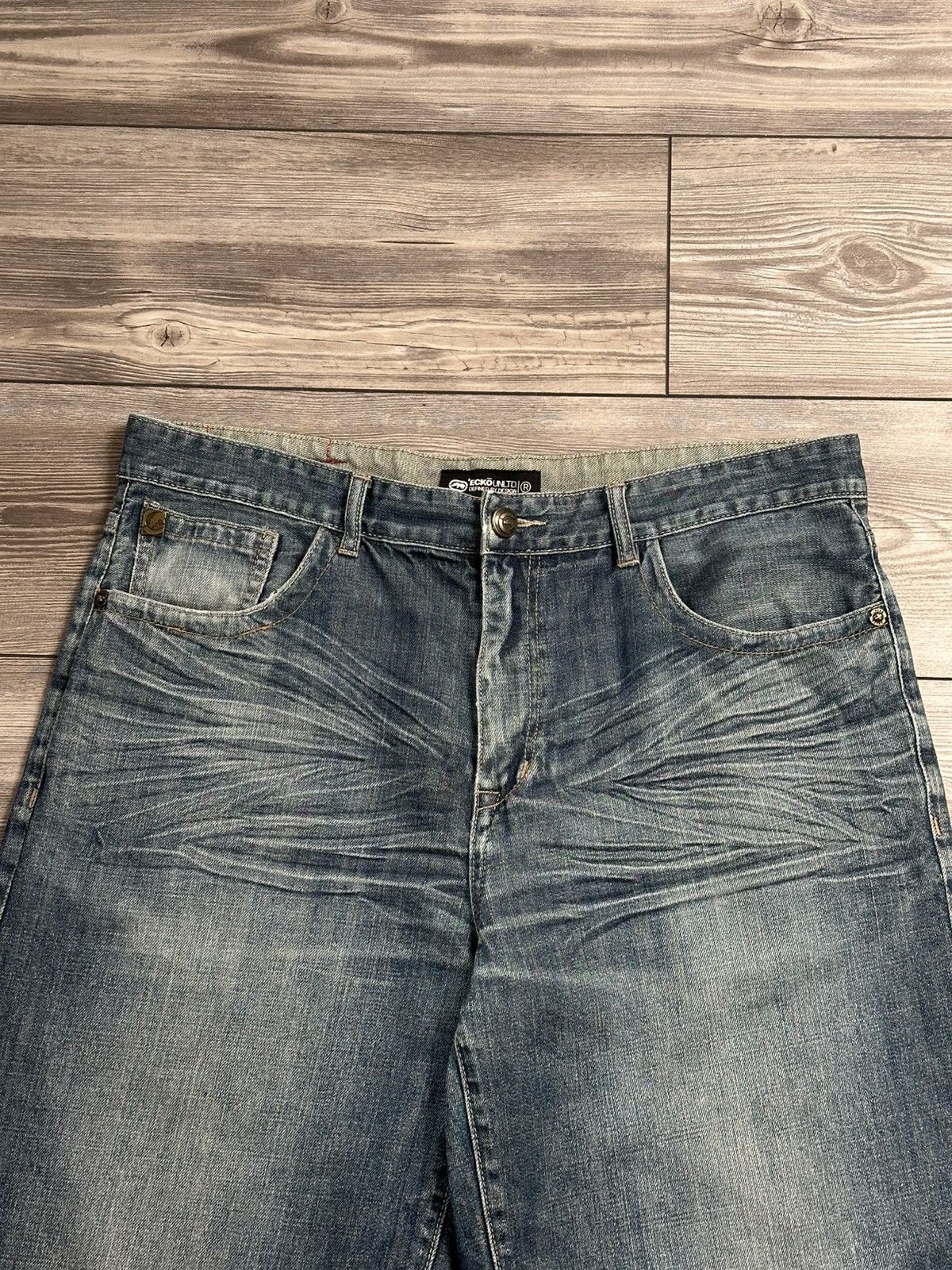 Ecko Unltd. × JNCO × Vintage Crazy Y2K Ecko Unltd. Baggy Denim Shorts Size US 39 - 3 Thumbnail