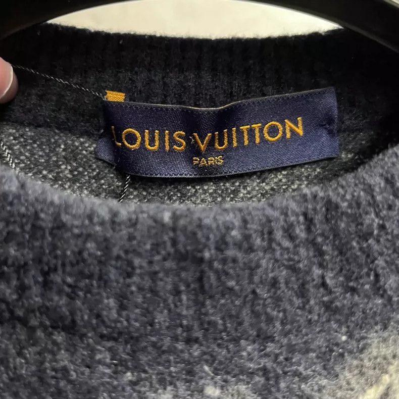 Louis Vuitton Louis Vuitton Black Full Print Worn Effect Crew Neck Wool Size US S / EU 44-46 / 1 - 2 Thumbnail