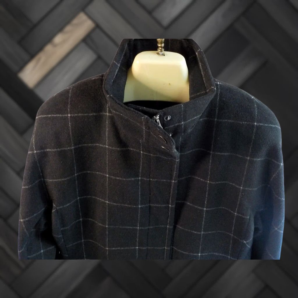 Lucky Brand Lucky Brand Zip Front Check Wool Blend Coat Womens Coat Size M / US 6-8 / IT 42-44 - 1 Thumbnail