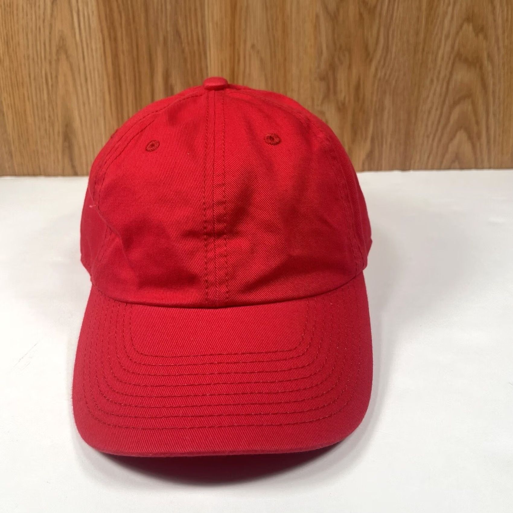 Vintage KNP Blank Adult Adjustable StrapBack Baseball Hat Cap Solid Red 100% Cotton Hat Cap Red Unisex Adults Adjustable Mens Womens Boys Girls Size ONE SIZE - 2 Thumbnail