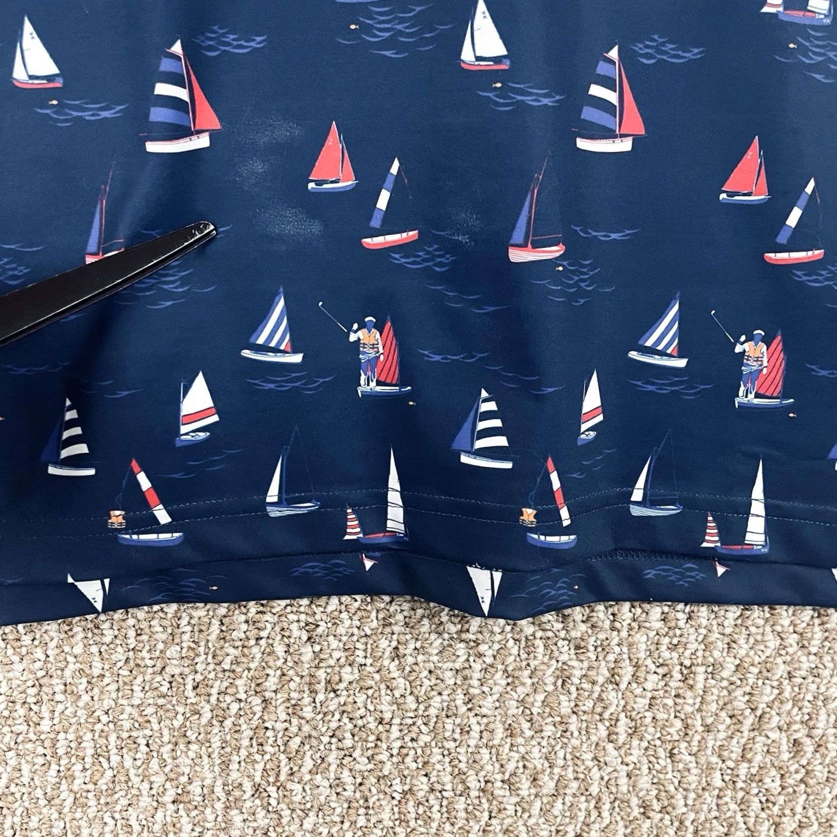 Vintage William Murray Polo Shirt Mens XL Blue Sail Boat Nautical Print Performance T356 Size US XL / EU 56 / 4 - 6 Thumbnail