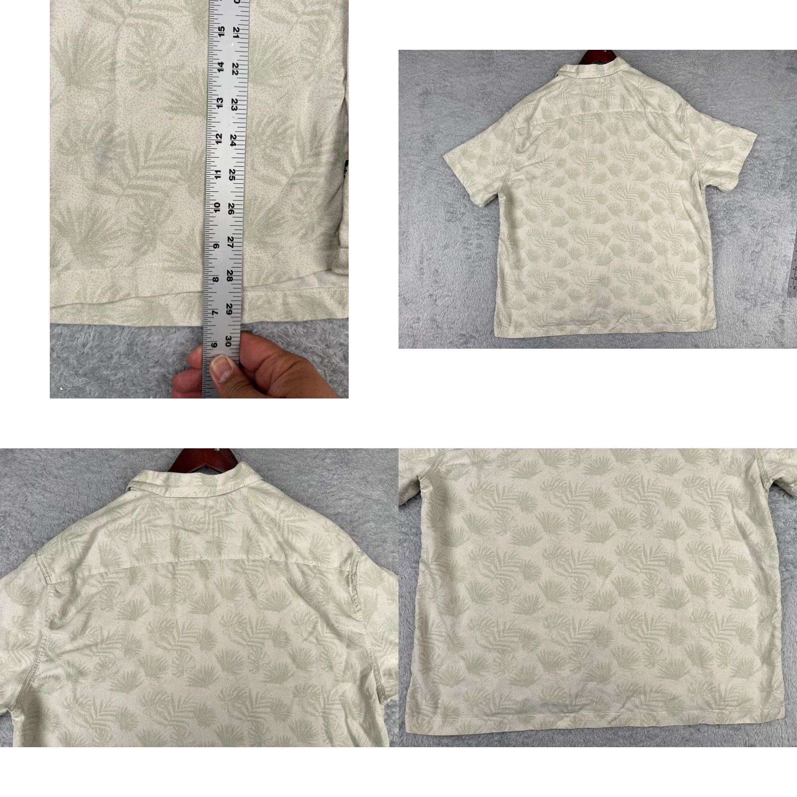 Nat Nast Nat Nast Shirt Mens XL Beige Green Palm Leaf Print Silk Blend Hawaiian Button-Up Casual Shirt Size US XL / EU 56 / 4 - 9 Thumbnail