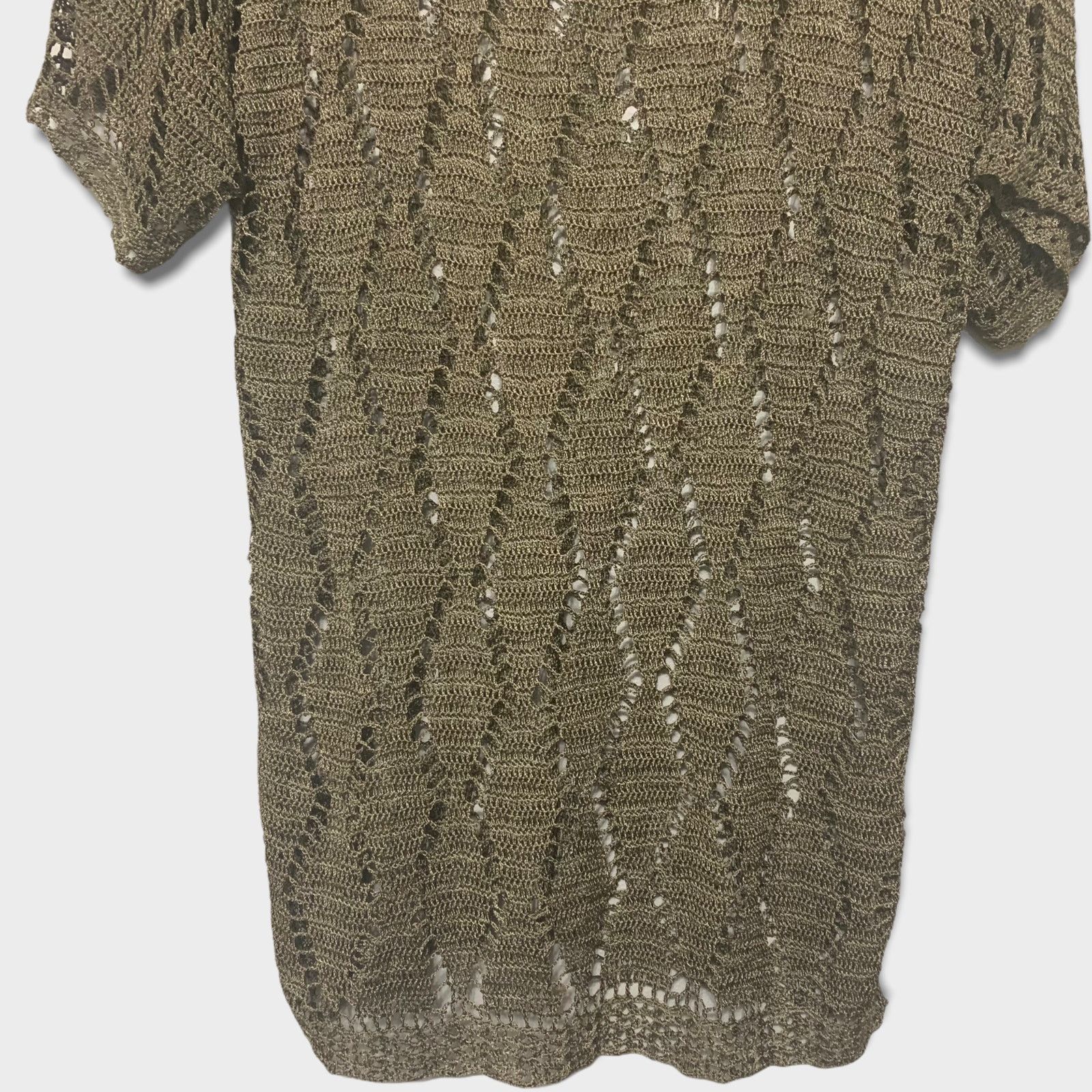 Other Boho Olive Green Crocheted Cover Up Large Tunic Top Pullover Size L / US 10 / IT 46 - 6 Thumbnail