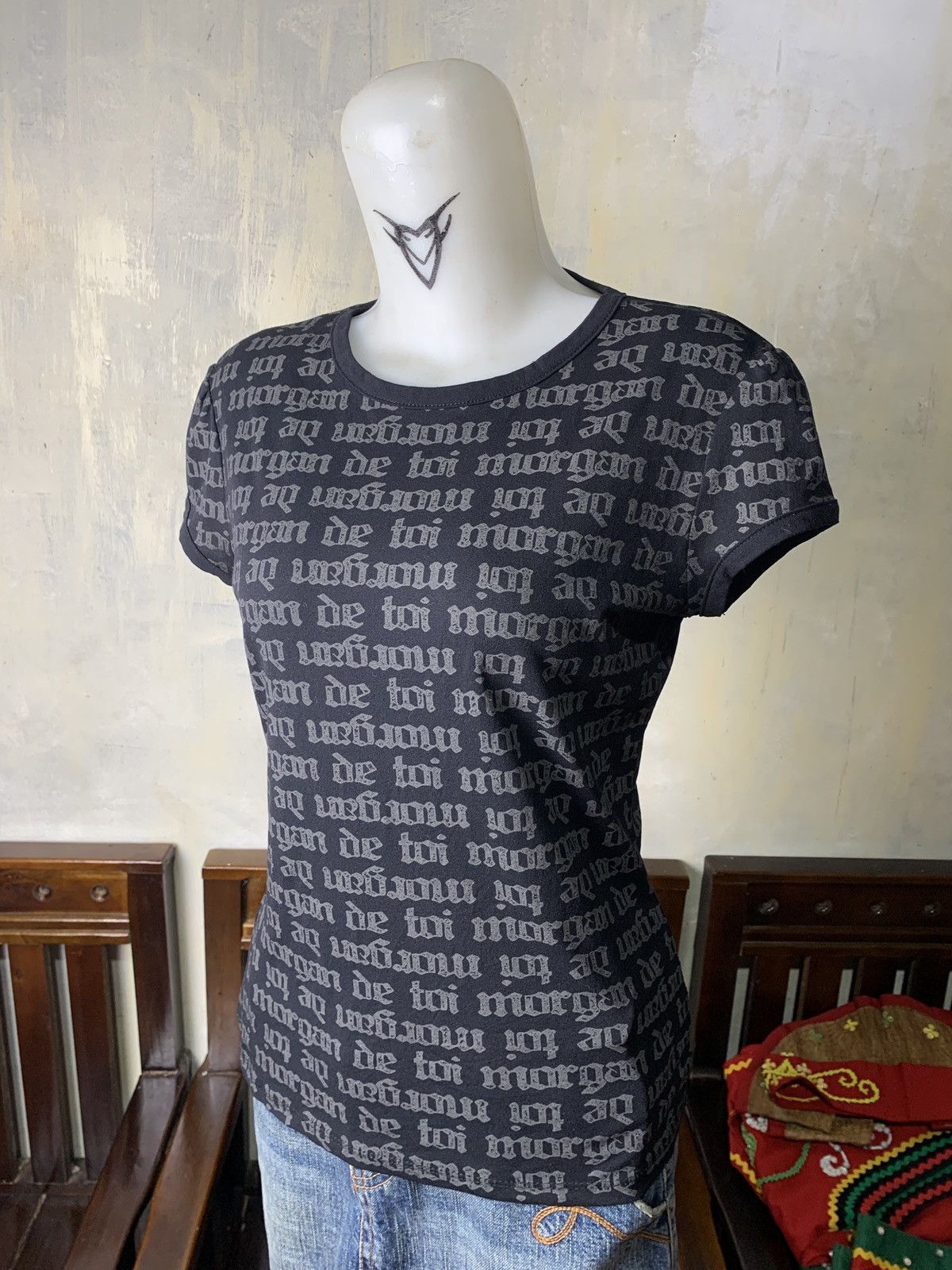 Morgan De Toi 2000s Morgan de Toi Paris Monogram Print Spell Fitted Top Size S / US 4 / IT 40 - 2 Thumbnail